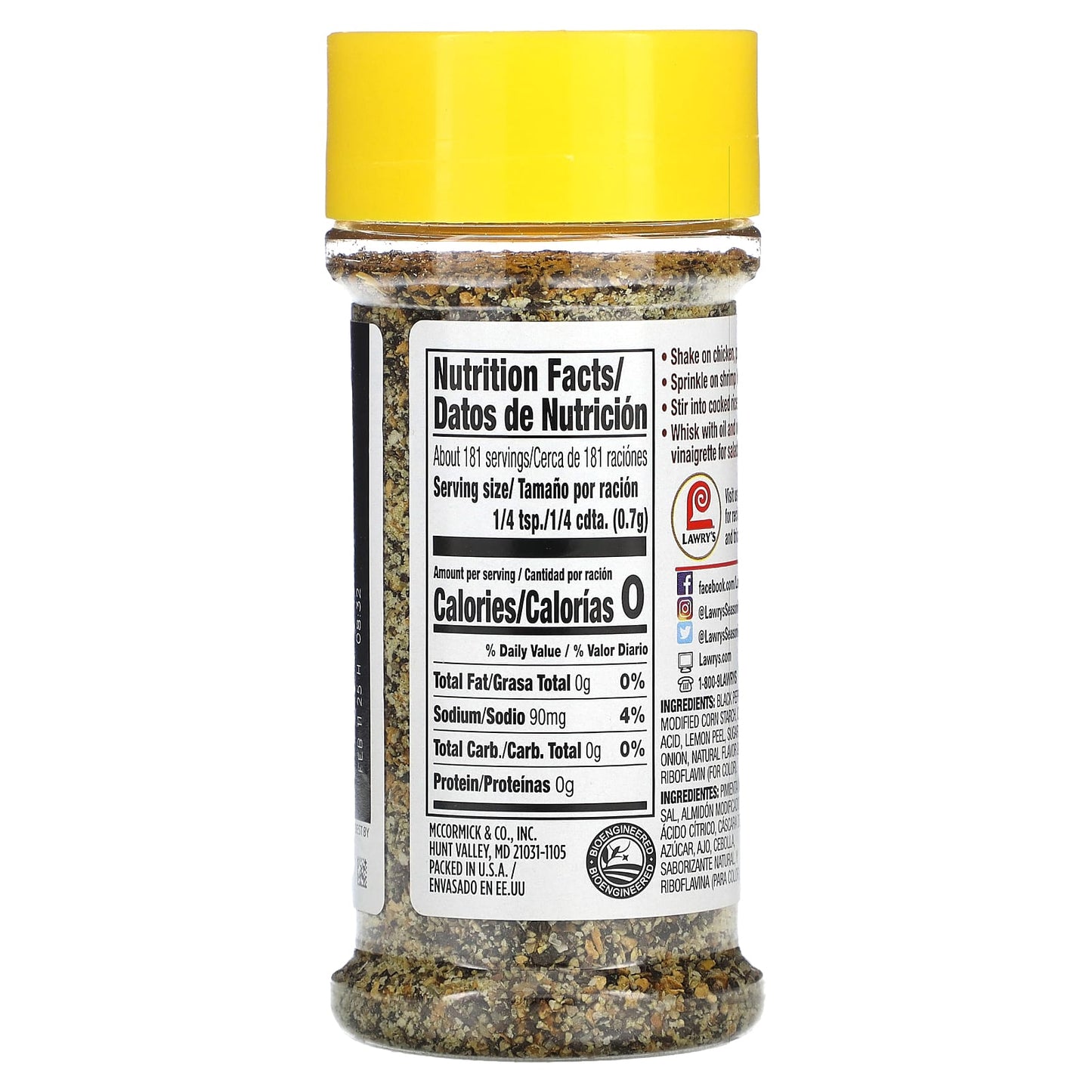 Lawry's, Lemon Pepper With Zest of Lemon, 4.5 oz (127 g) - Image 2
