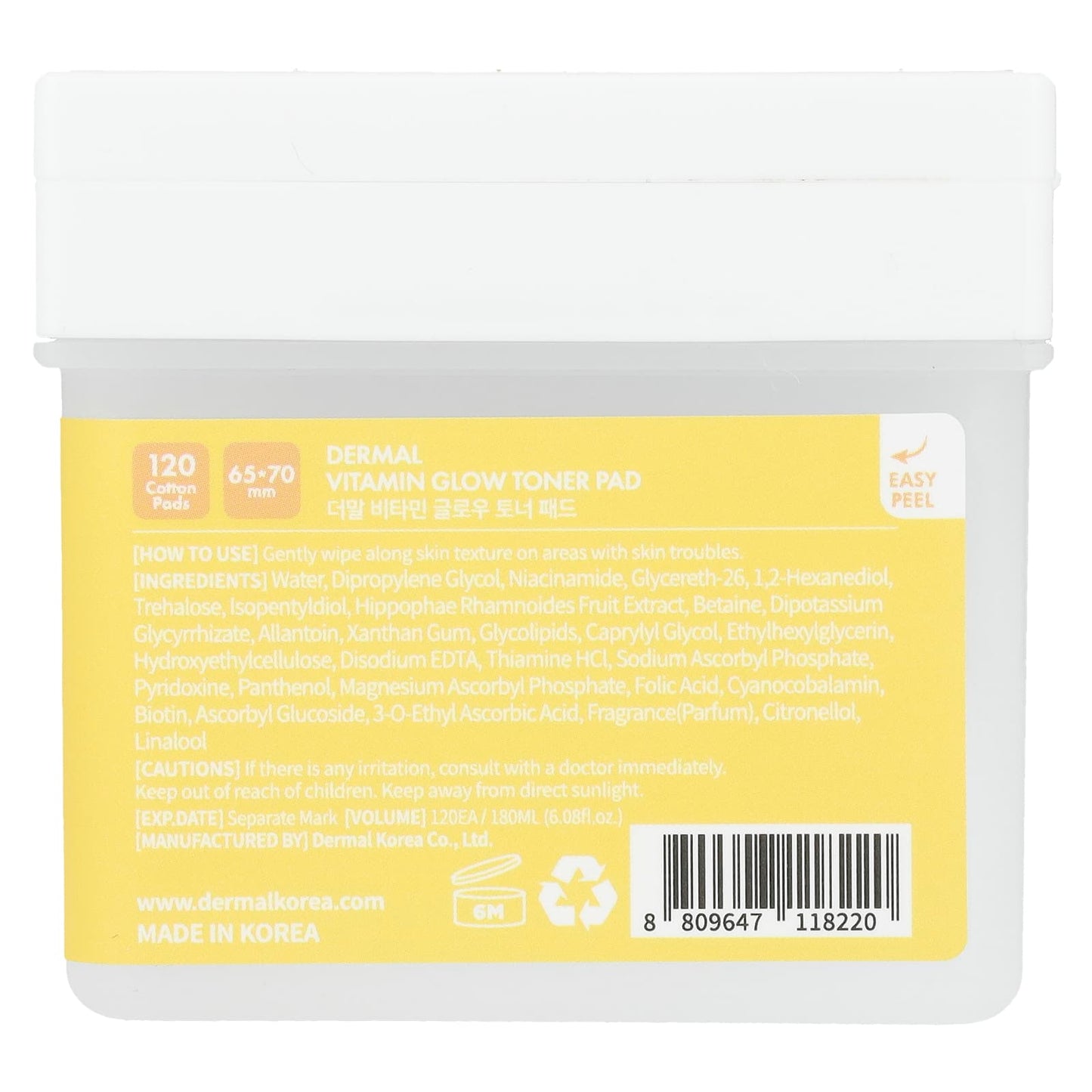 Dermal Vitamin Glow Toner Pads for Brighter, Smoother Skin - 120 Count - Image 2