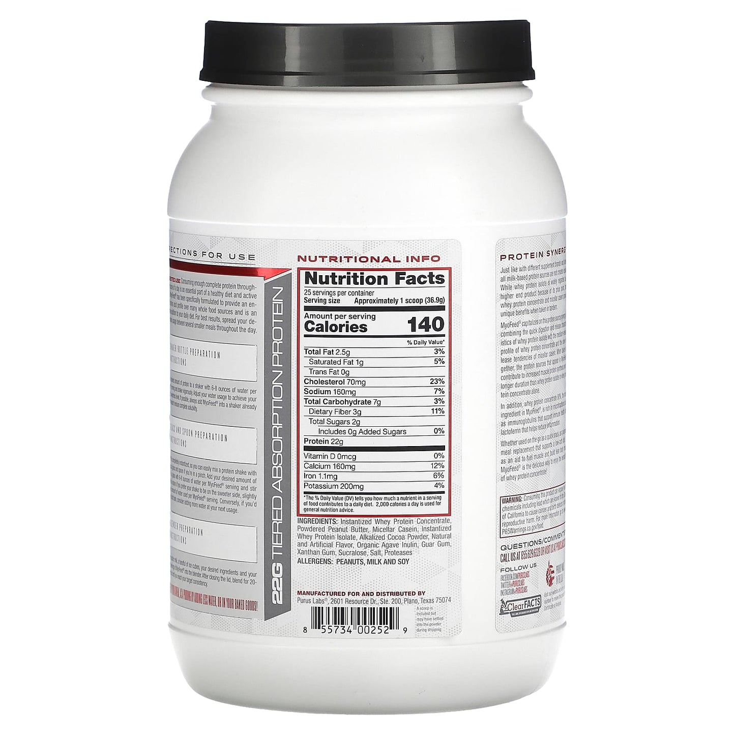Purus Labs, MyoFeed, Chocolate Peanut Butter, 2 lb (0.922 kg) - Image 2