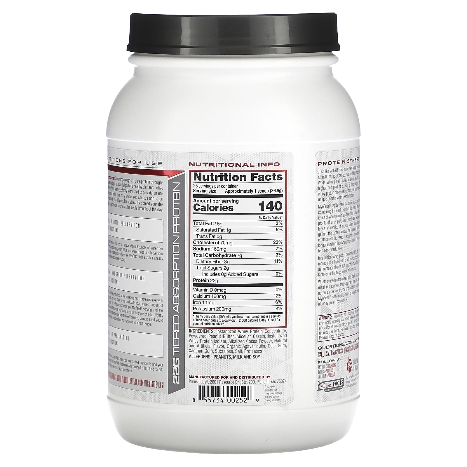 Purus Labs, MyoFeed, Chocolate Peanut Butter, 2 lb (0.922 kg) - Image 2