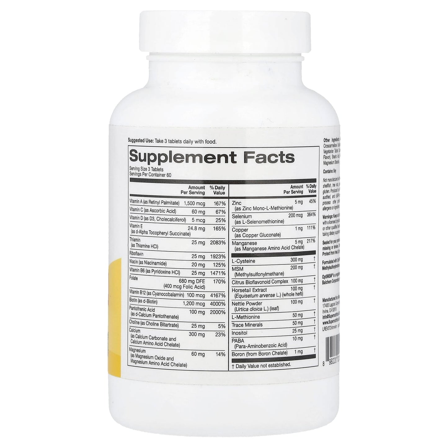 Multivitamins with L-Cysteine, MSM & Biotin for Hair, Skin & Nail Health - Image 2