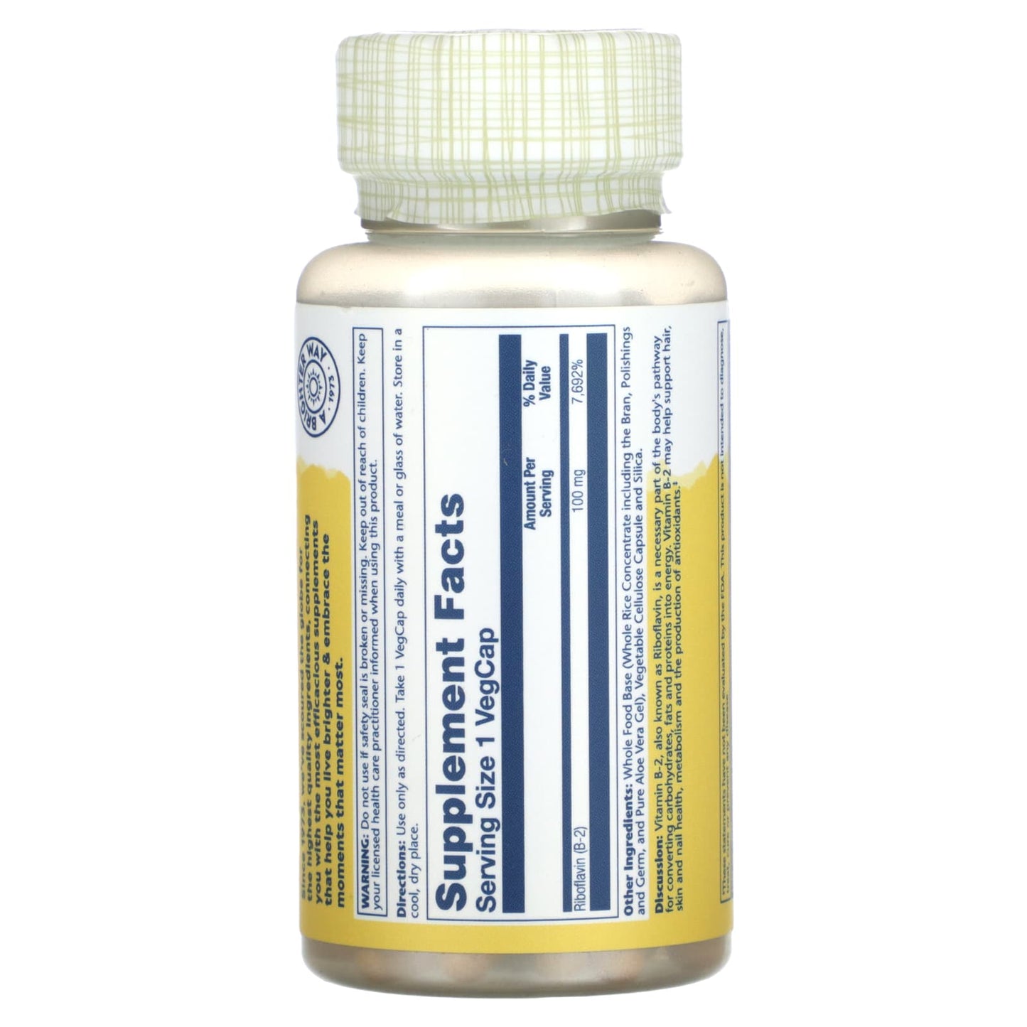 Solaray, Vitamin B-2, 100 mg, 100 VegCaps - Image 2