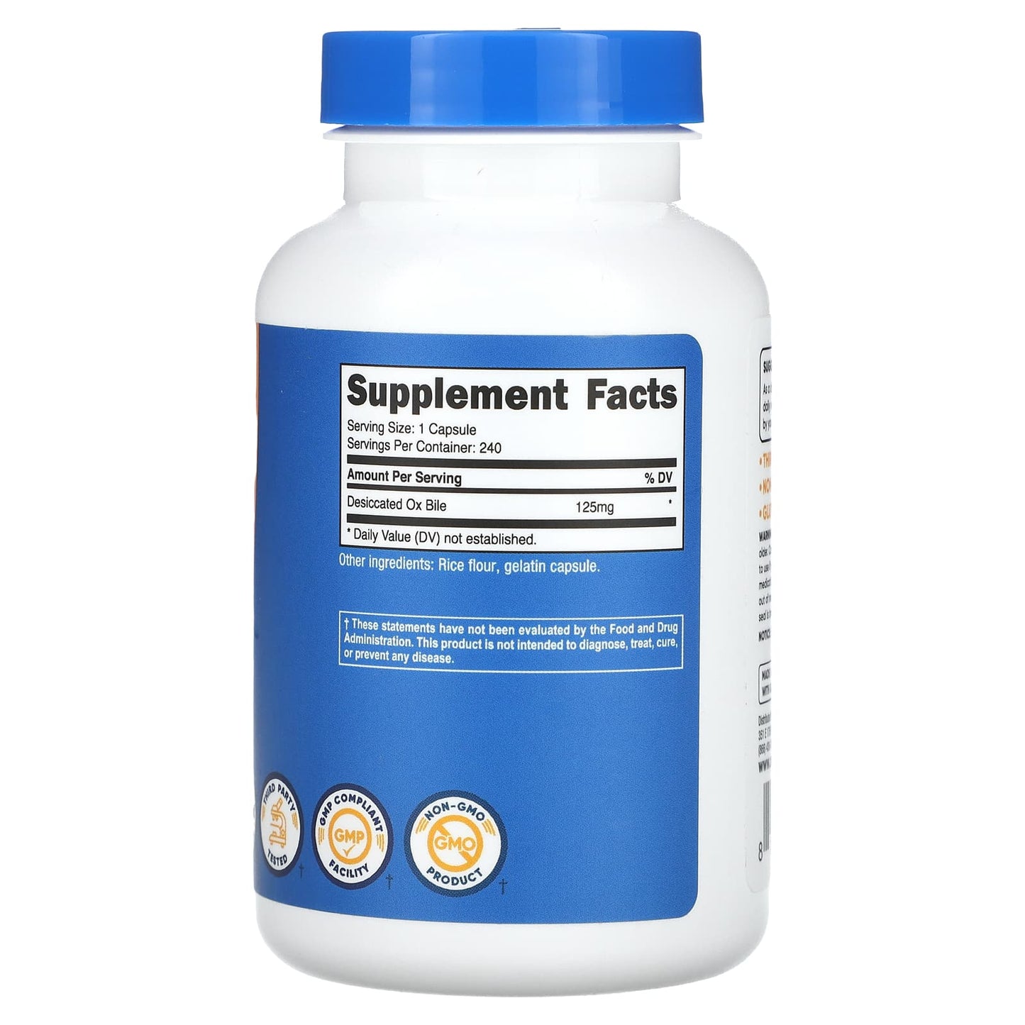 Nutricost, Ox Bile , 125 mg , 240 Capsules - Image 2