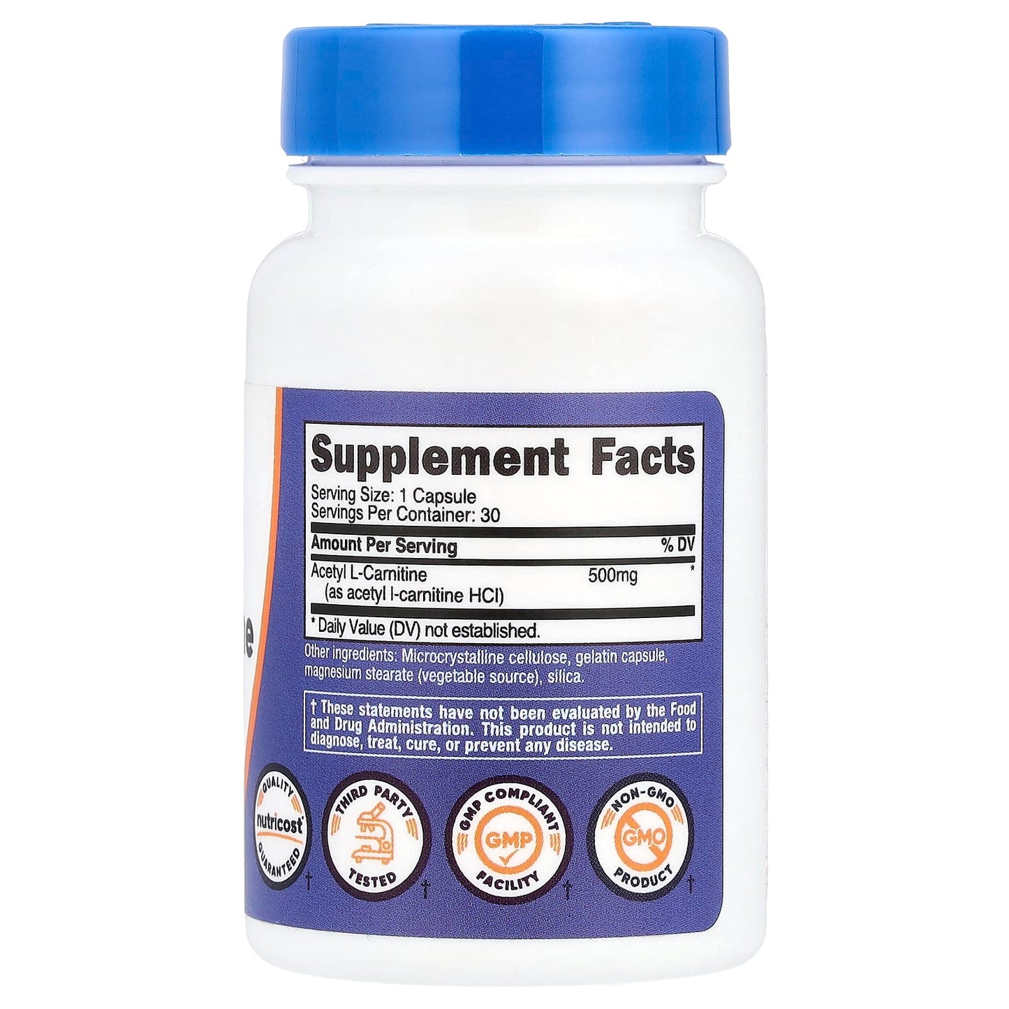 Nutricost, Acetyl L-Carnitine, 500 mg, 30 Capsules - Image 2