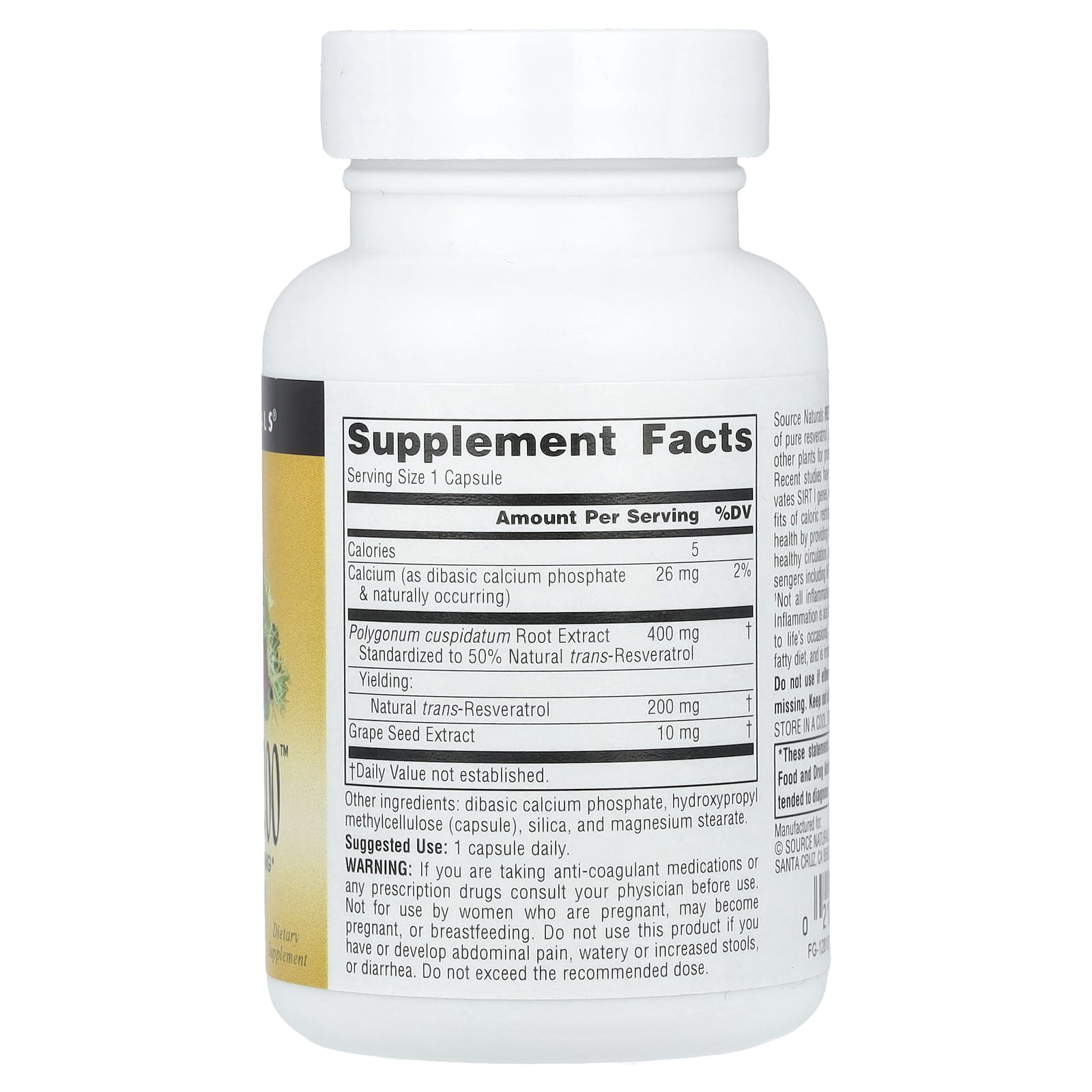 Source Naturals, Resveratrol 200™, 200 mg, 60 Capsules - Image 2
