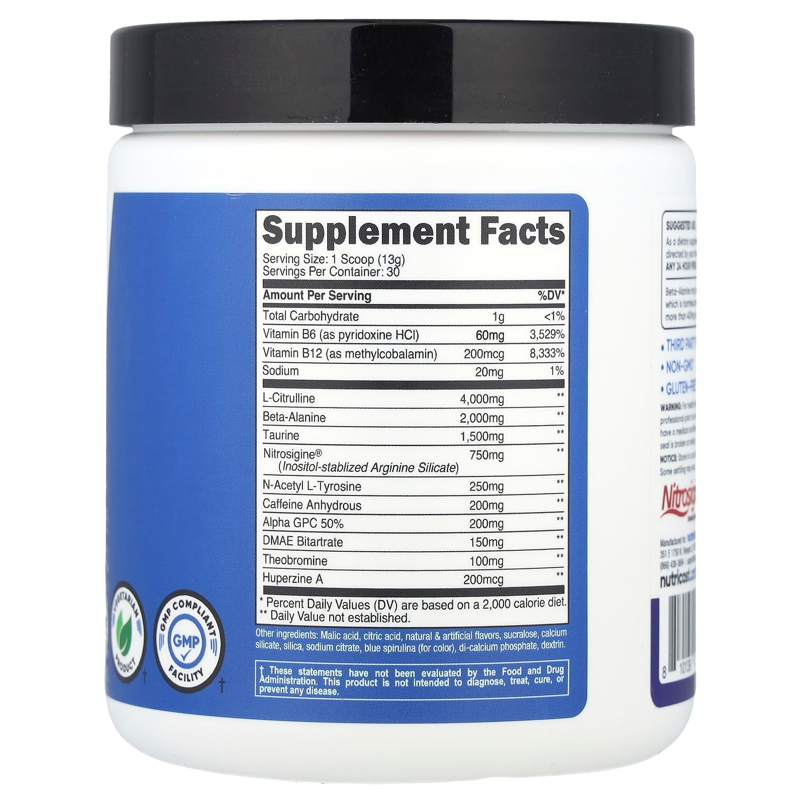 Nutricost, Performance, Pre-Workout Complex, Blue Raspberry, 13.8 oz (387 g) - Image 2