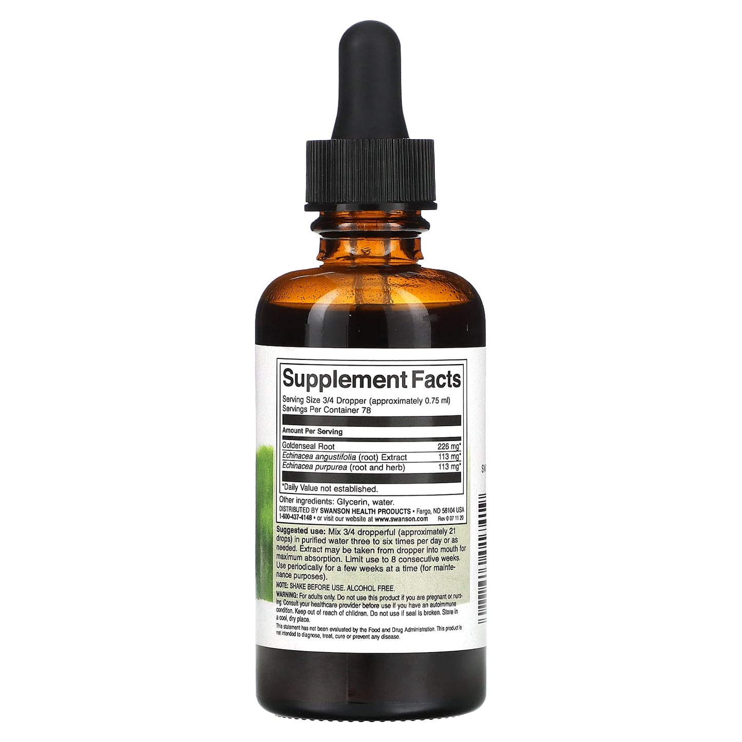 Swanson, Echinacea & Goldenseal Liquid Extract , 2 fl oz (59 ml) - Image 2