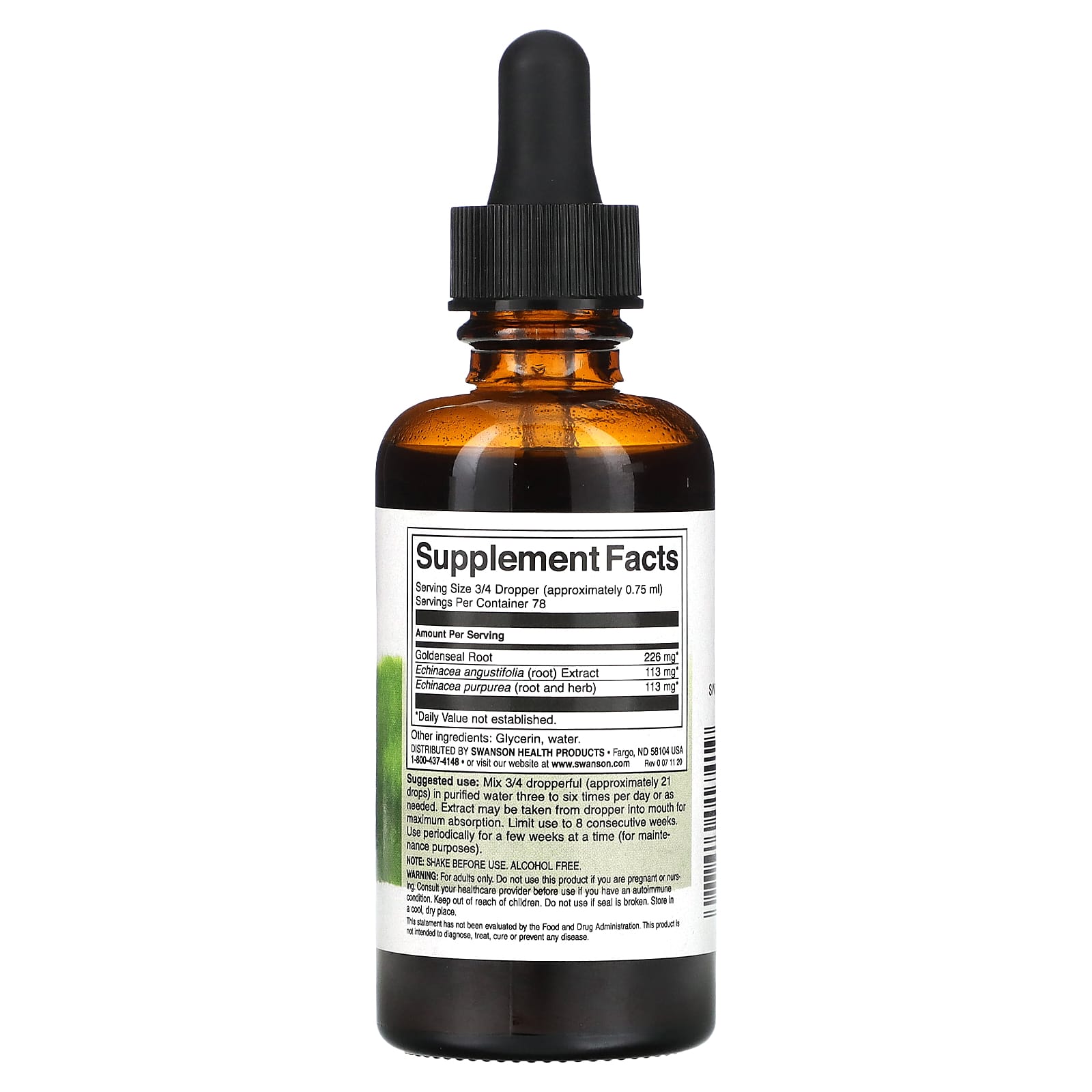 Swanson, Echinacea & Goldenseal Liquid Extract , 2 fl oz (59 ml) - Image 2