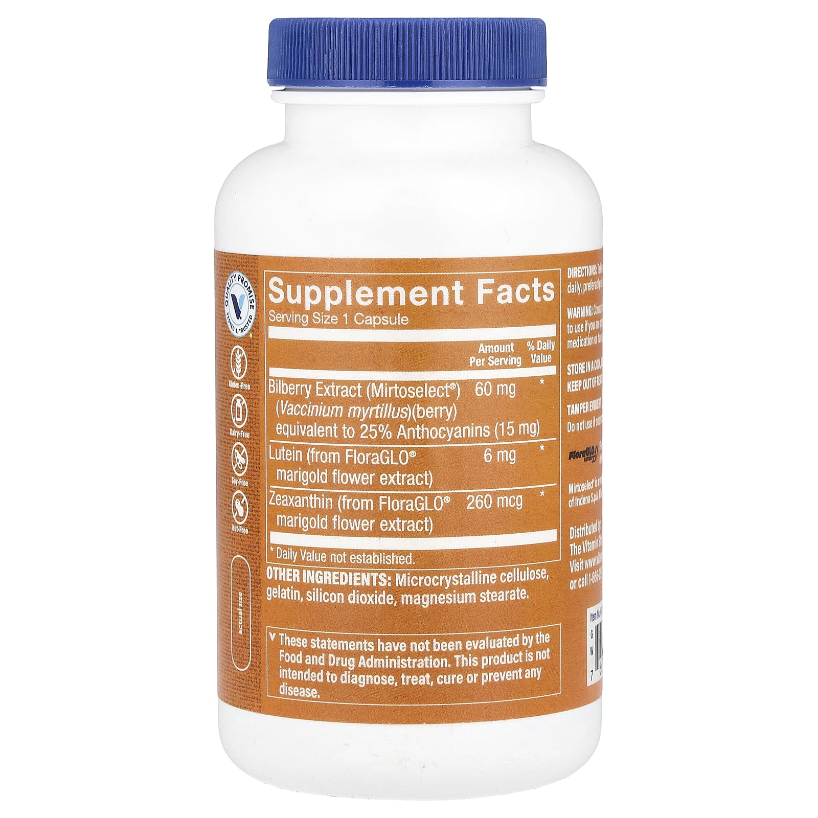 The Vitamin Shoppe, Lutein With Bilberry Extract, 240 Capsules - Image 2