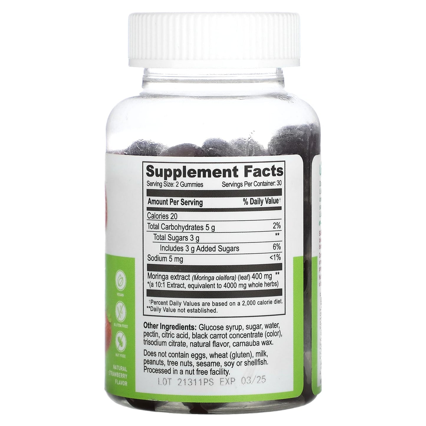 Lifeable, Moringa Leaf Extract Gummies, Natural Strawberry, 60 Gummies (2,000 mg per Gummy) - Image 2