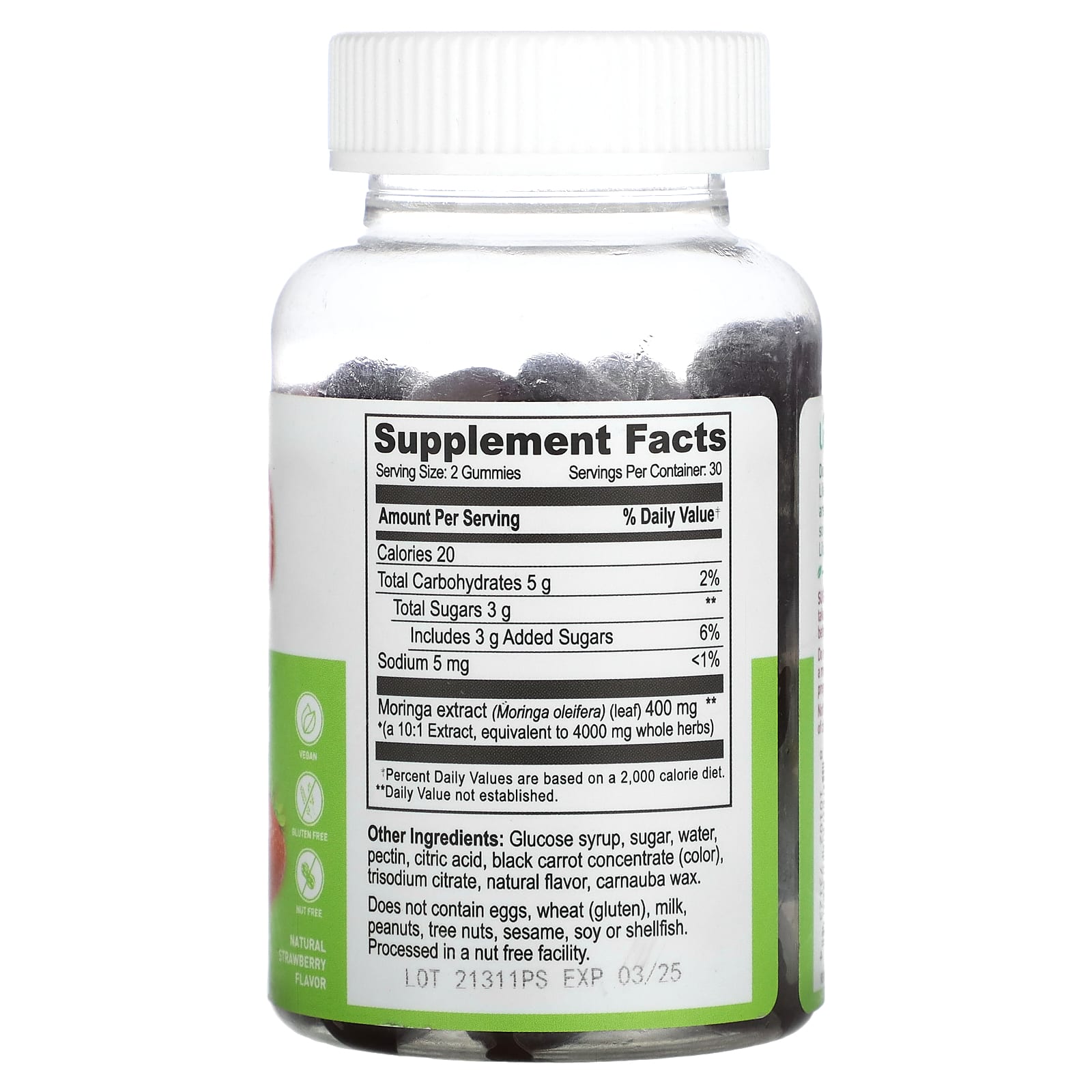 Lifeable, Moringa Leaf Extract Gummies, Natural Strawberry, 60 Gummies (2,000 mg per Gummy) - Image 2