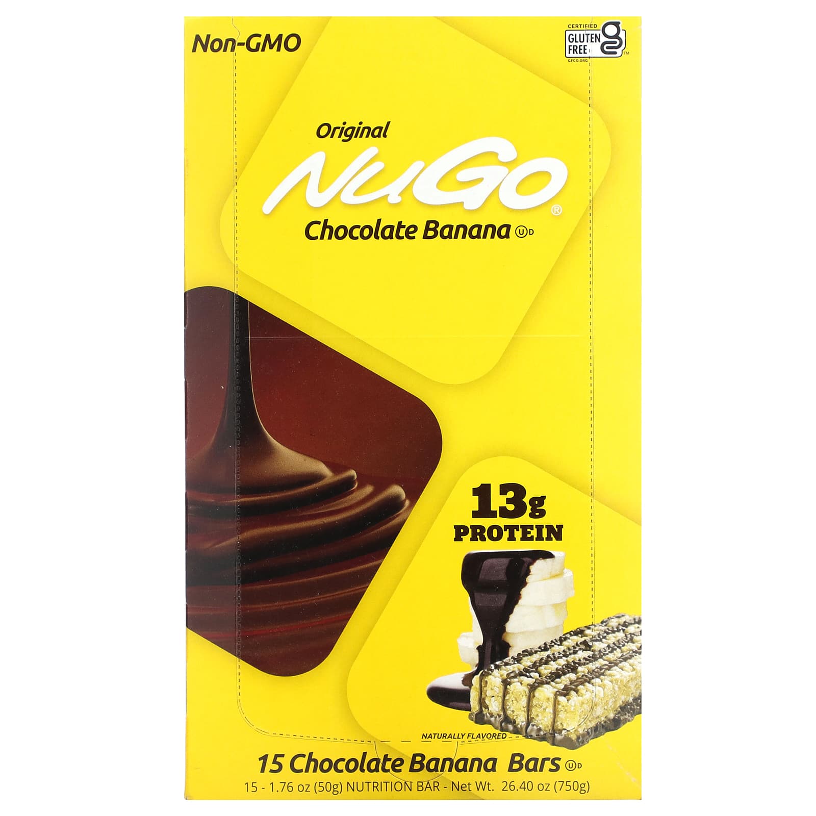 NuGo Nutrition, Chocolate Banana Bars, 15 Bars, 1.76 oz (50 g) Each - Image 1