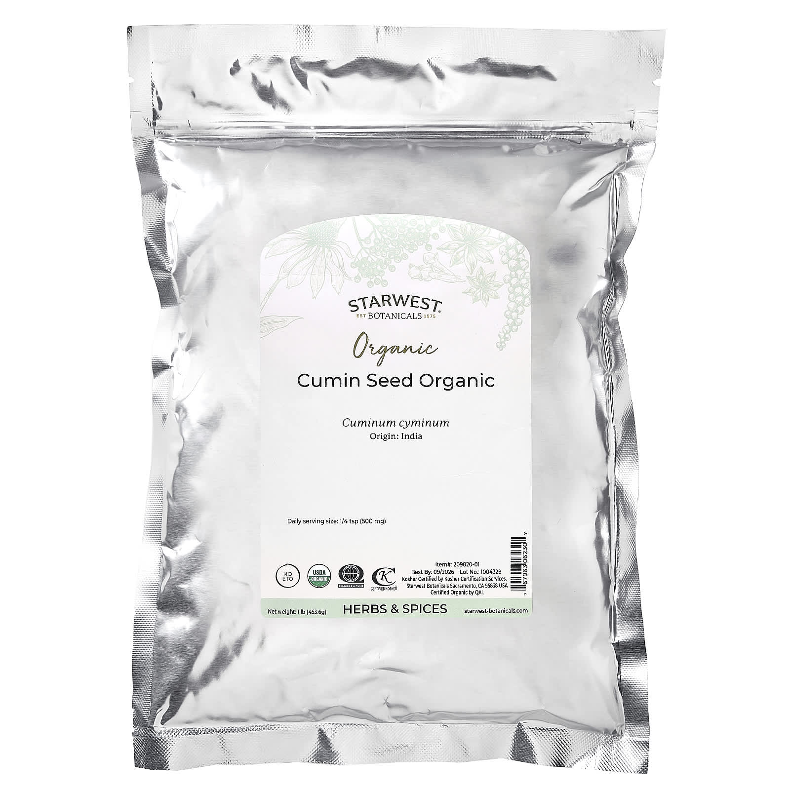 Starwest Botanicals, Organic Cumin Seed, 1 lb (453.6 g) - Image 2