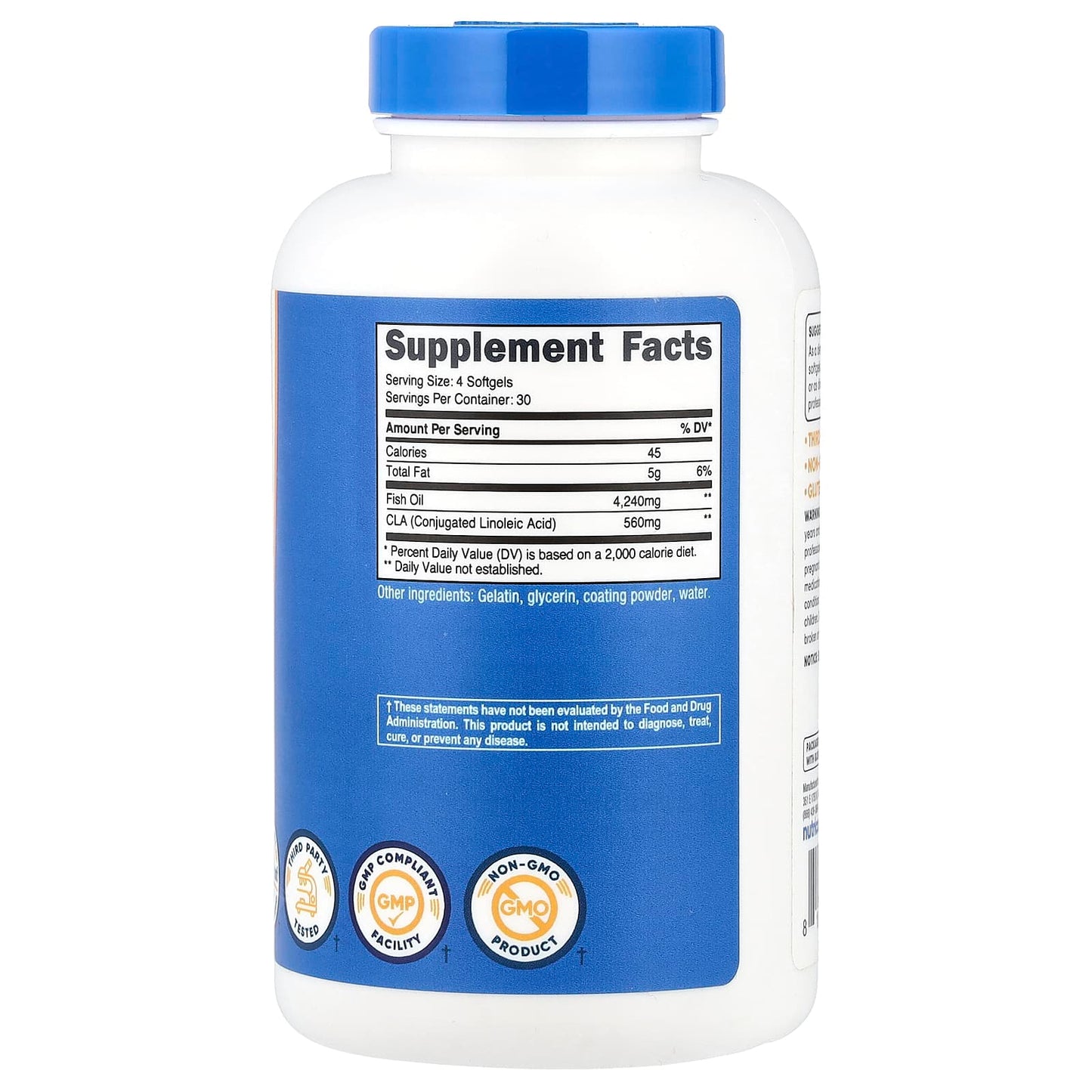 Nutricost, Fish Oil With CLA , 120 Softgels - Image 2