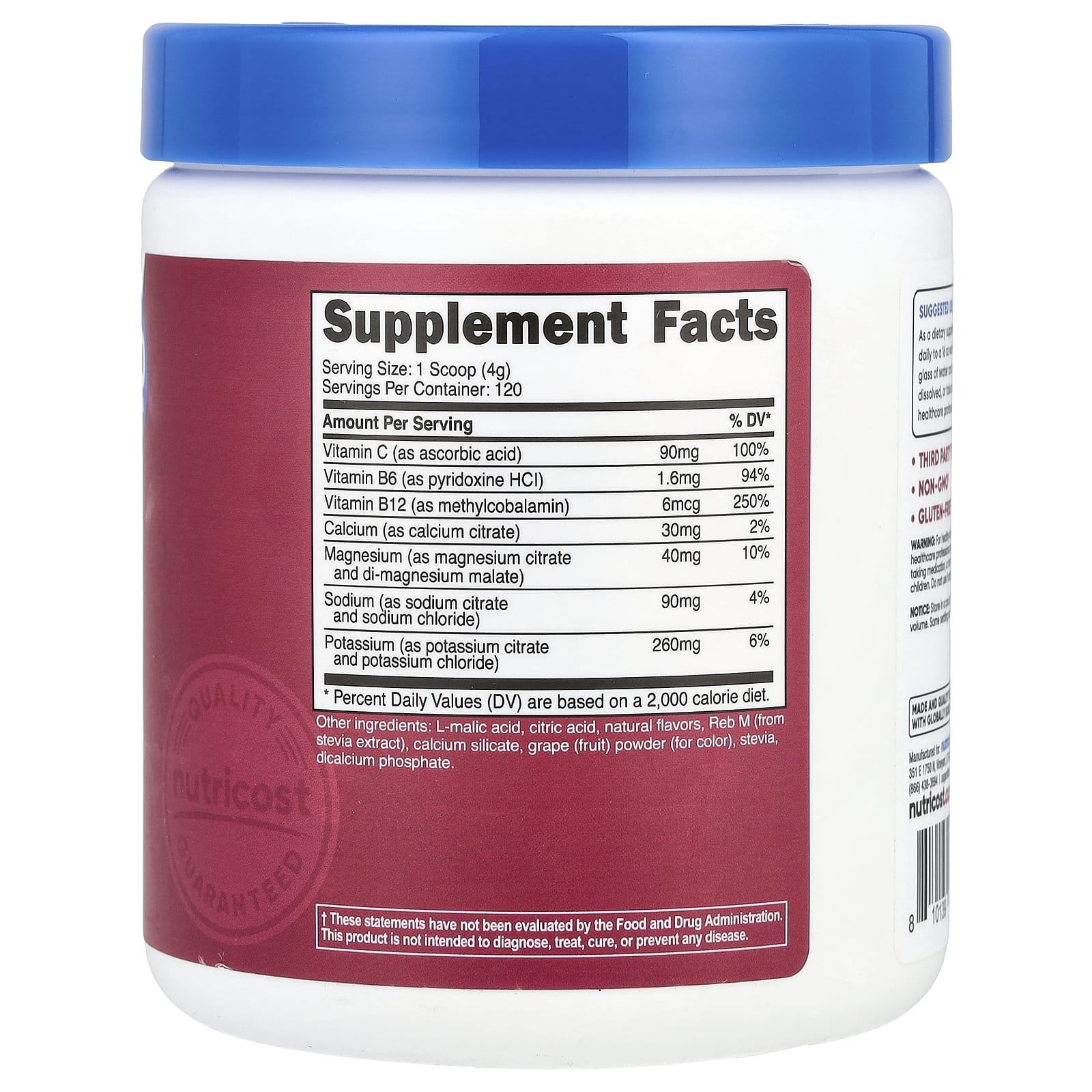 Nutricost, Electrolytes, Advanced Hydration Complex, Grape, 1 lb (468 g) - Image 2