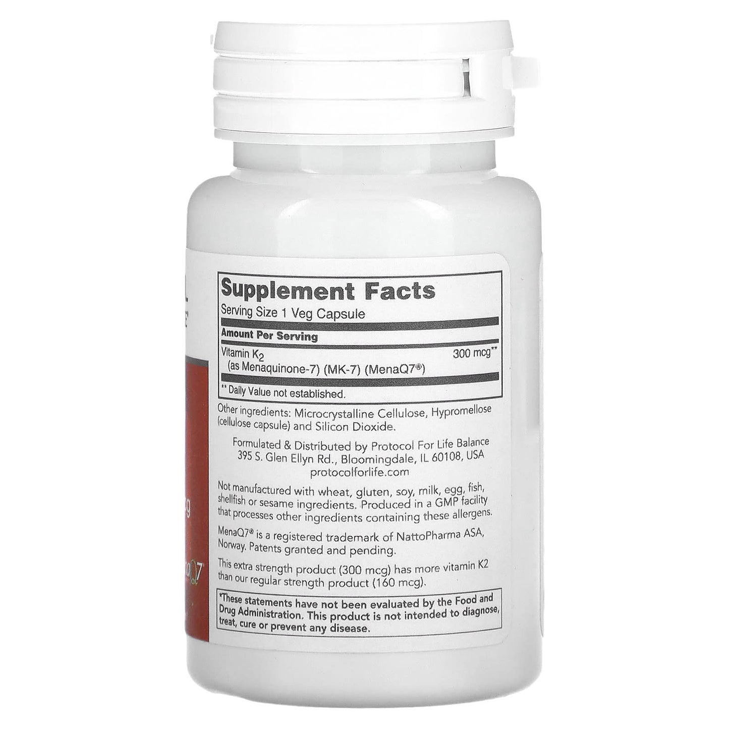 Protocol for Life Balance, MK-7 Vitamin K2, Extra Strength, 300 mcg, 60 Veg Capsules - Image 2