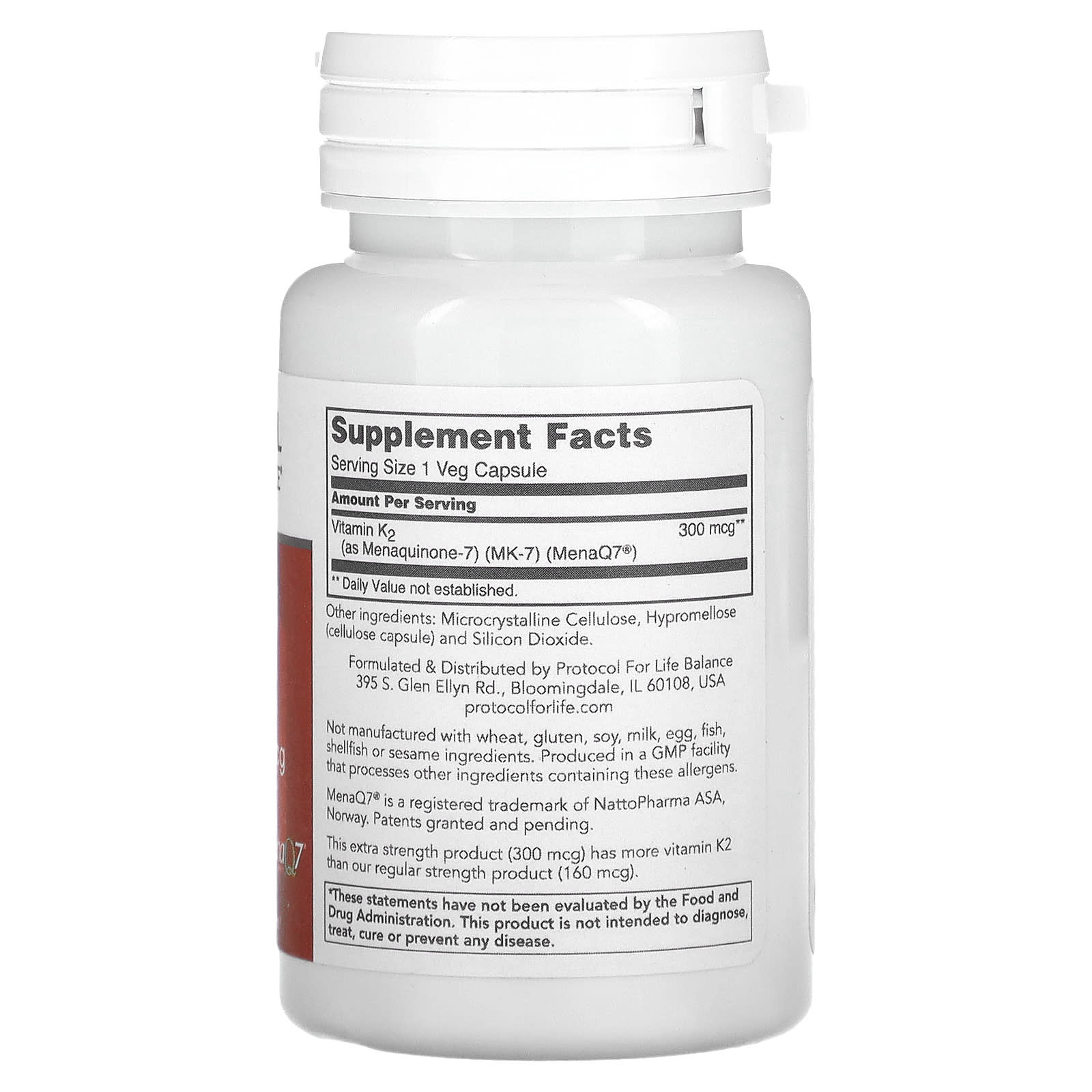 Protocol for Life Balance, MK-7 Vitamin K2, Extra Strength, 300 mcg, 60 Veg Capsules - Image 2