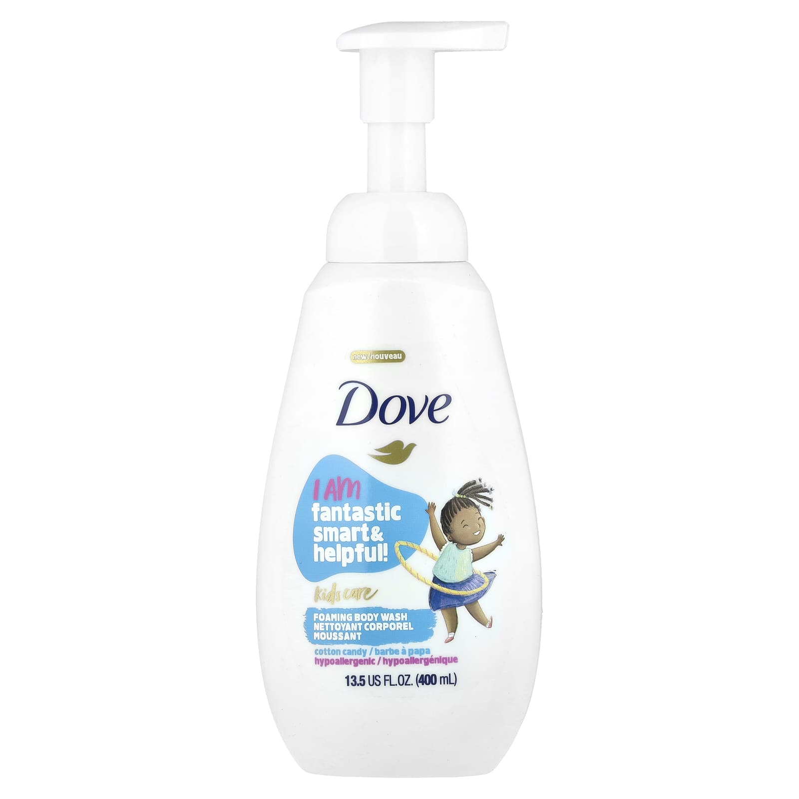 Dove Kids Care Foaming Body Wash for Kids, Cotton Candy, 13.5 fl oz - Image 1