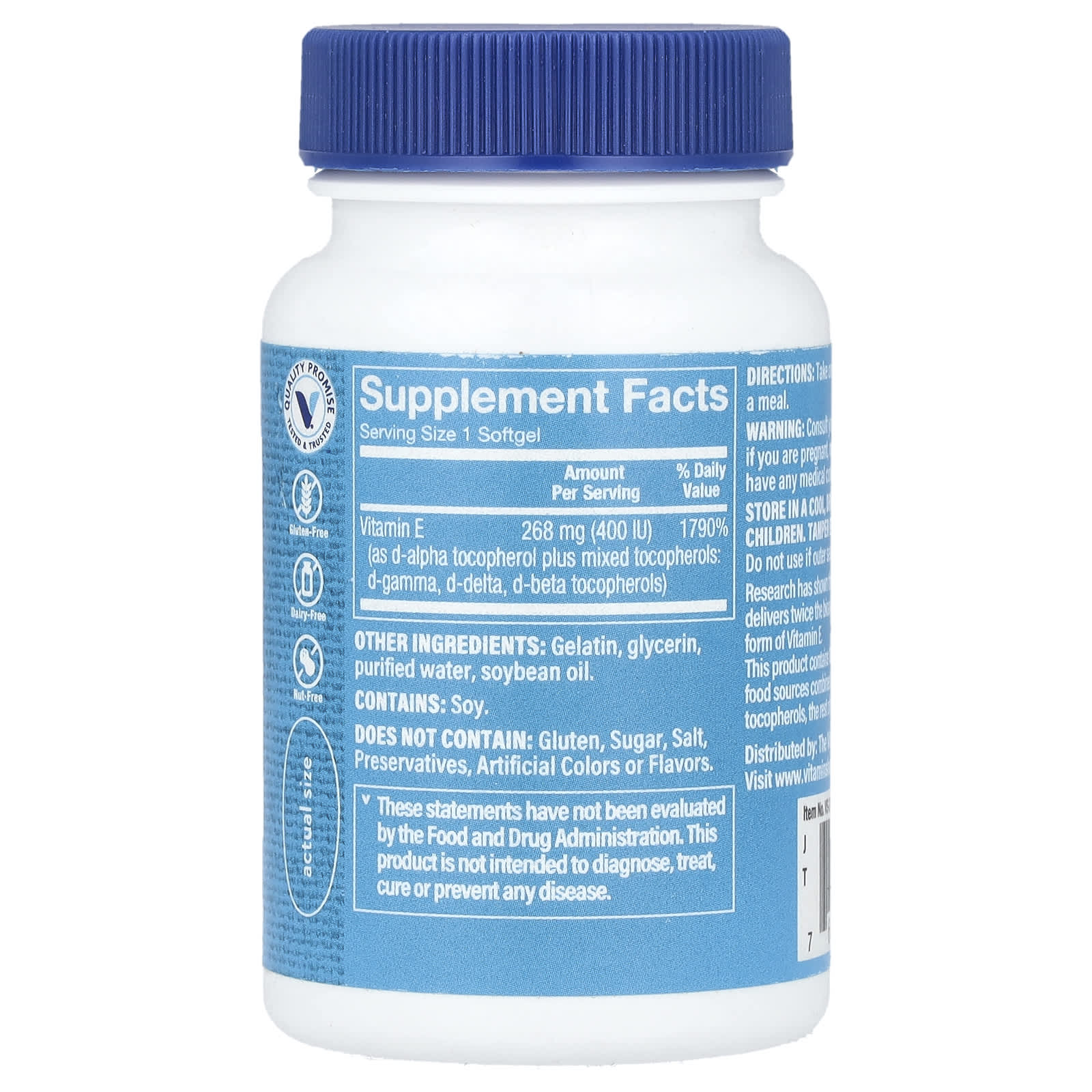 The Vitamin Shoppe, Vitamin E, 268 mg (400 IU), 60 Softgels - Image 2