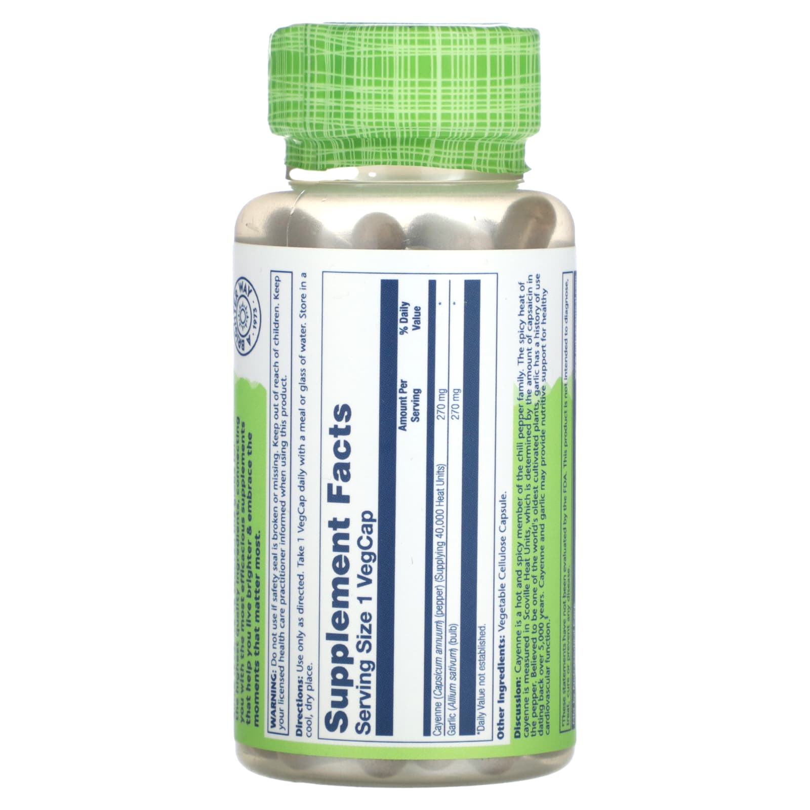 Solaray, True Herbs, Cayenne Garlic , 540 mg , 100 VegCaps - Image 2