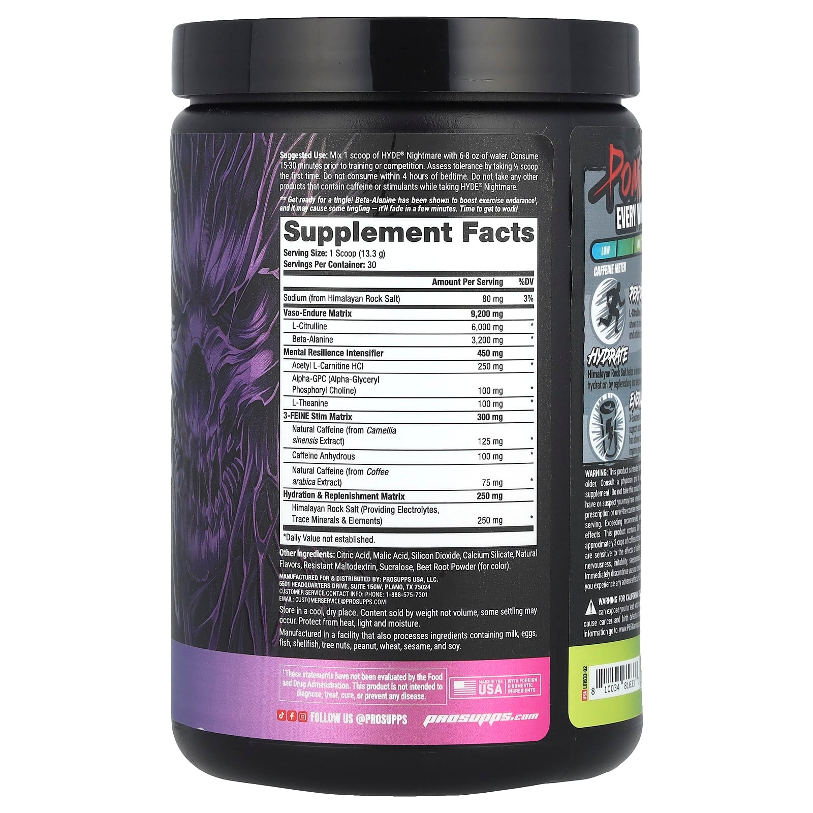 ProSupps, HYDE® Nightmare, Intense Energy Pre-Workout, Jawbreaker, 14.07 oz (399 g) - Image 2