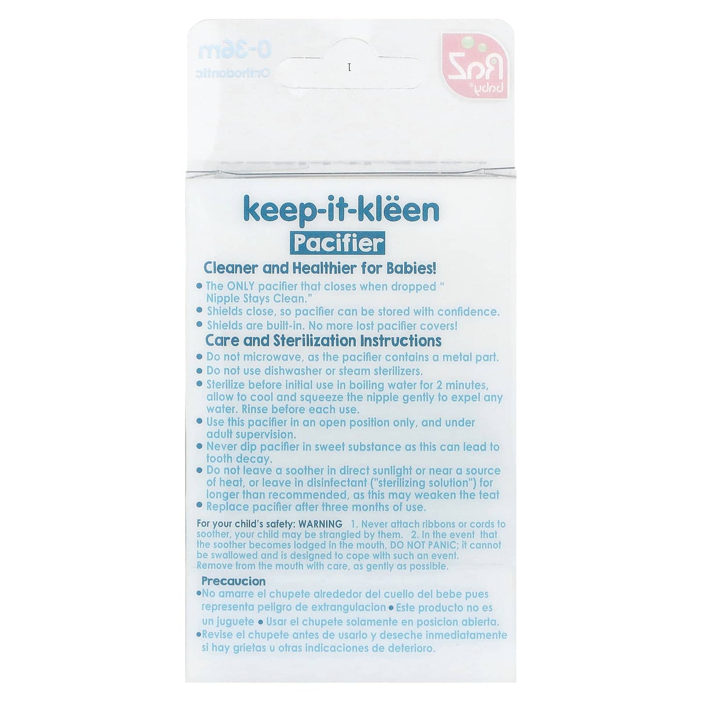 RaZbaby, Keep-It-Kleen Pacifier, 0-36m,  Sloth & Panda, 2 Pacifiers - Image 2