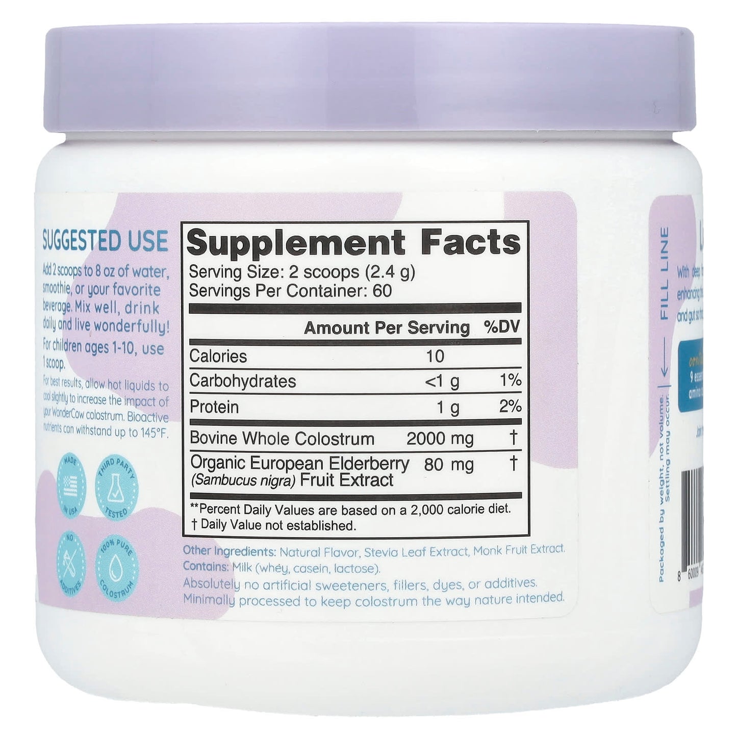 Wondercow, Colostrum Powder, Elderberry, 5.15 o (146 g) - Image 2