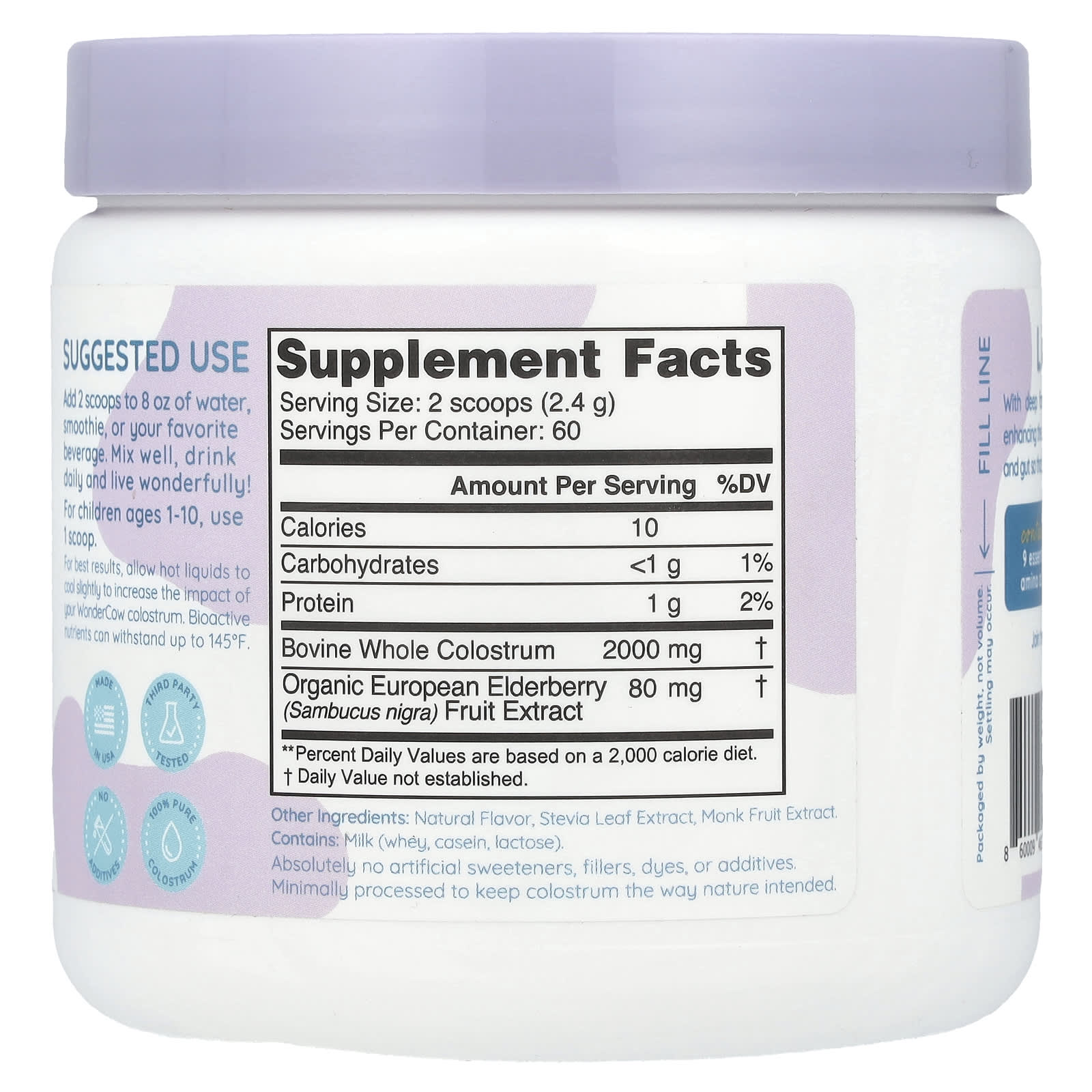 Wondercow, Colostrum Powder, Elderberry, 5.15 o (146 g) - Image 2