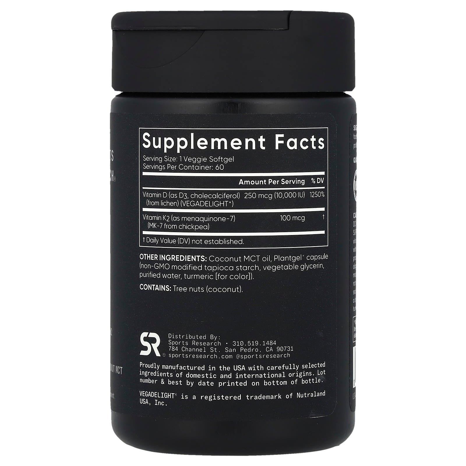 Sports Research, D3 + K2, Plant-Based, 250 mcg/100 mcg, 60 Veggie Softgels - Image 2
