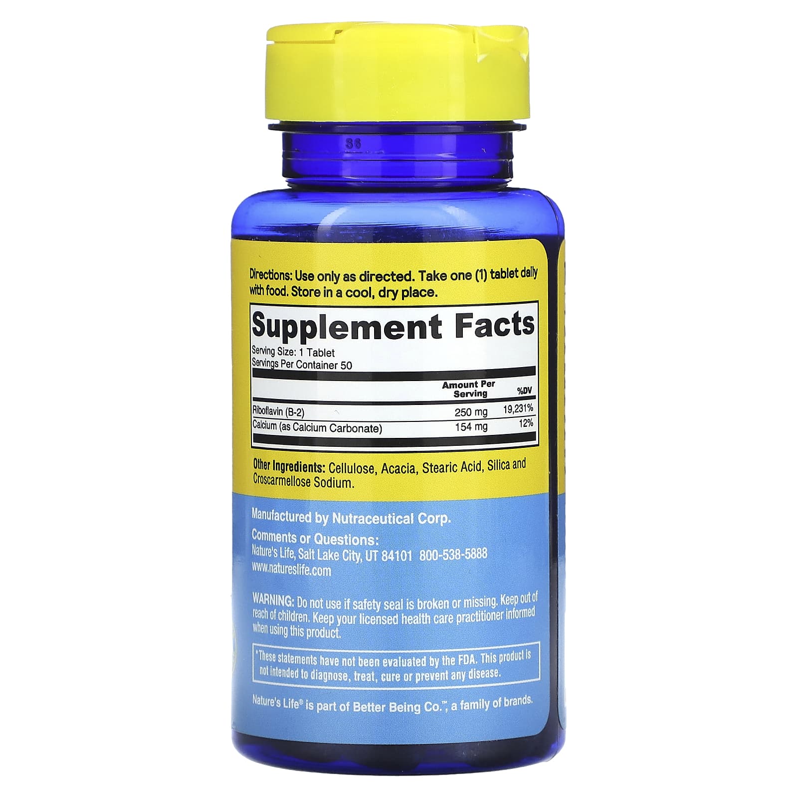 Nature's Life, Vitamin B-2, 250 mg, 50 Tablets - Image 2