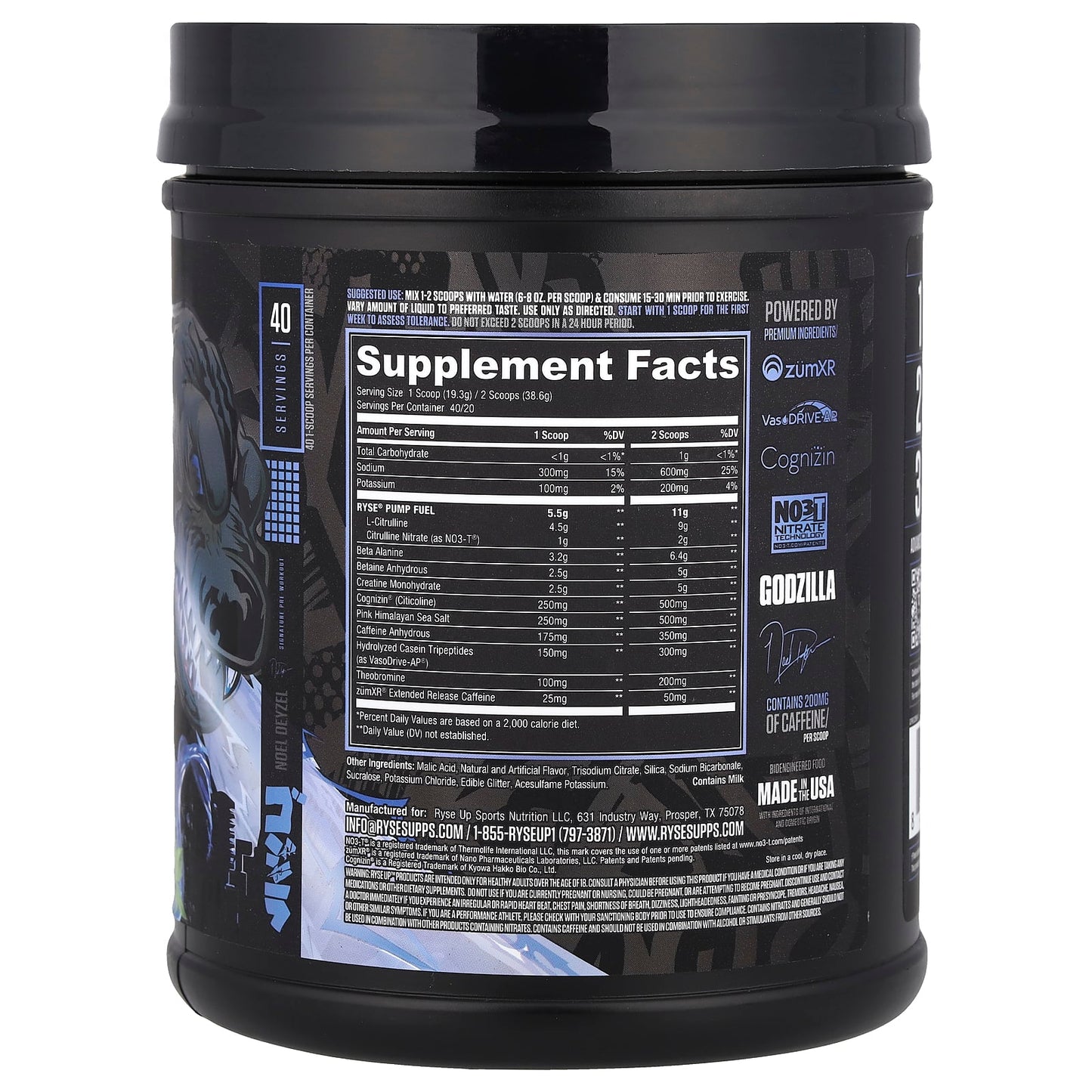 RYSE, Godzilla, Pre-Workout, Blue Raspberry, 1.7 lbs (772 g) - Image 2