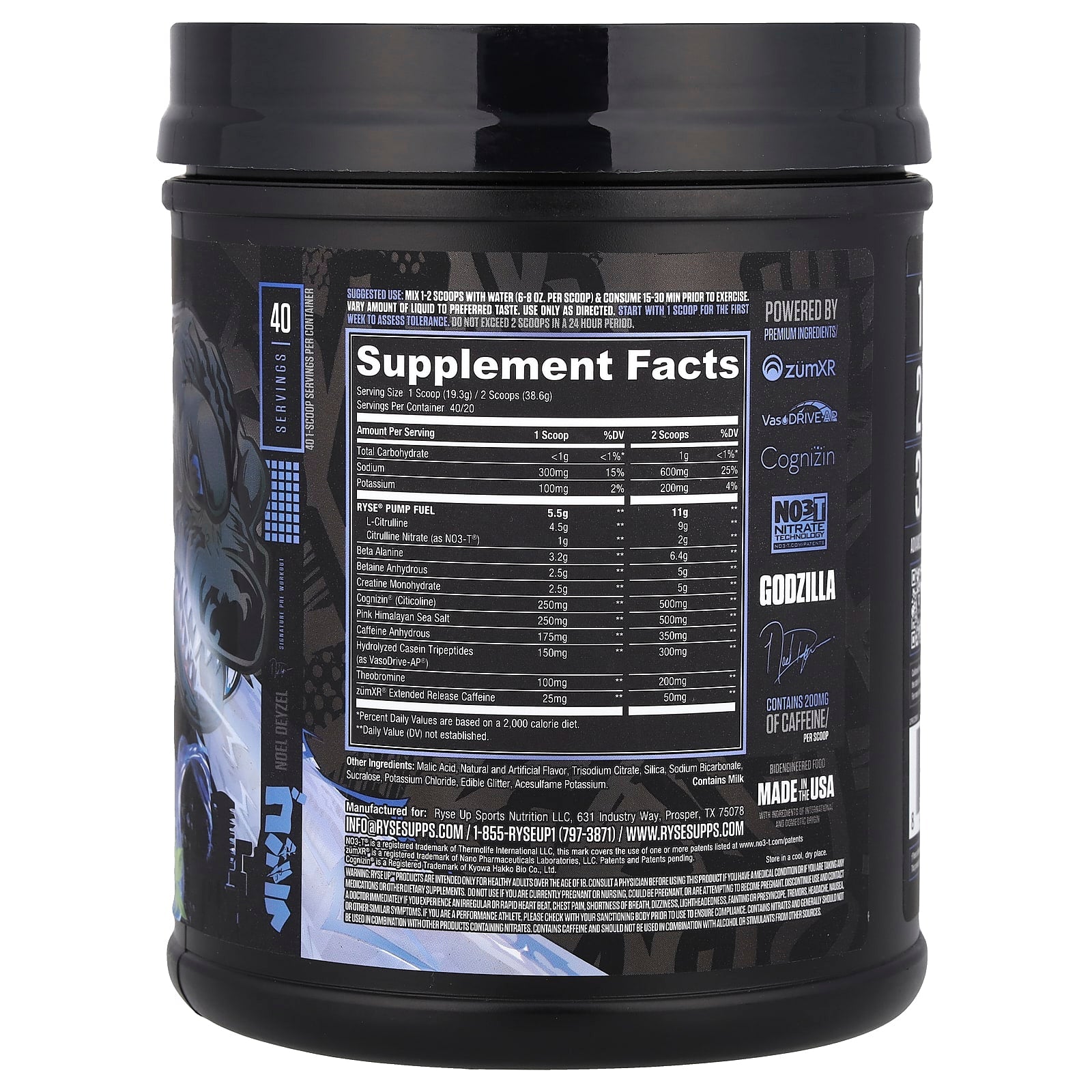 RYSE, Godzilla, Pre-Workout, Blue Raspberry, 1.7 lbs (772 g) - Image 2