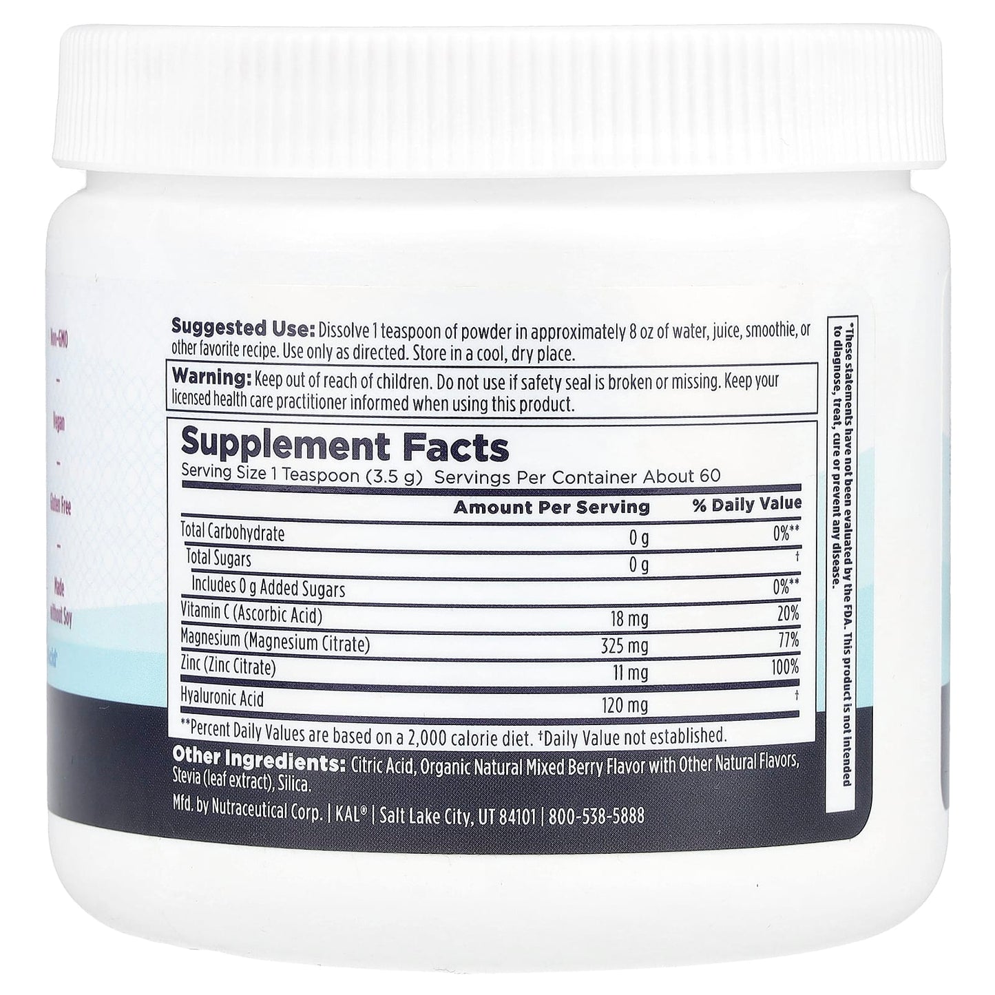 KAL, Radiant Magnesium Powder, Mixed Berry, 7.3 oz (207 g) - Image 2