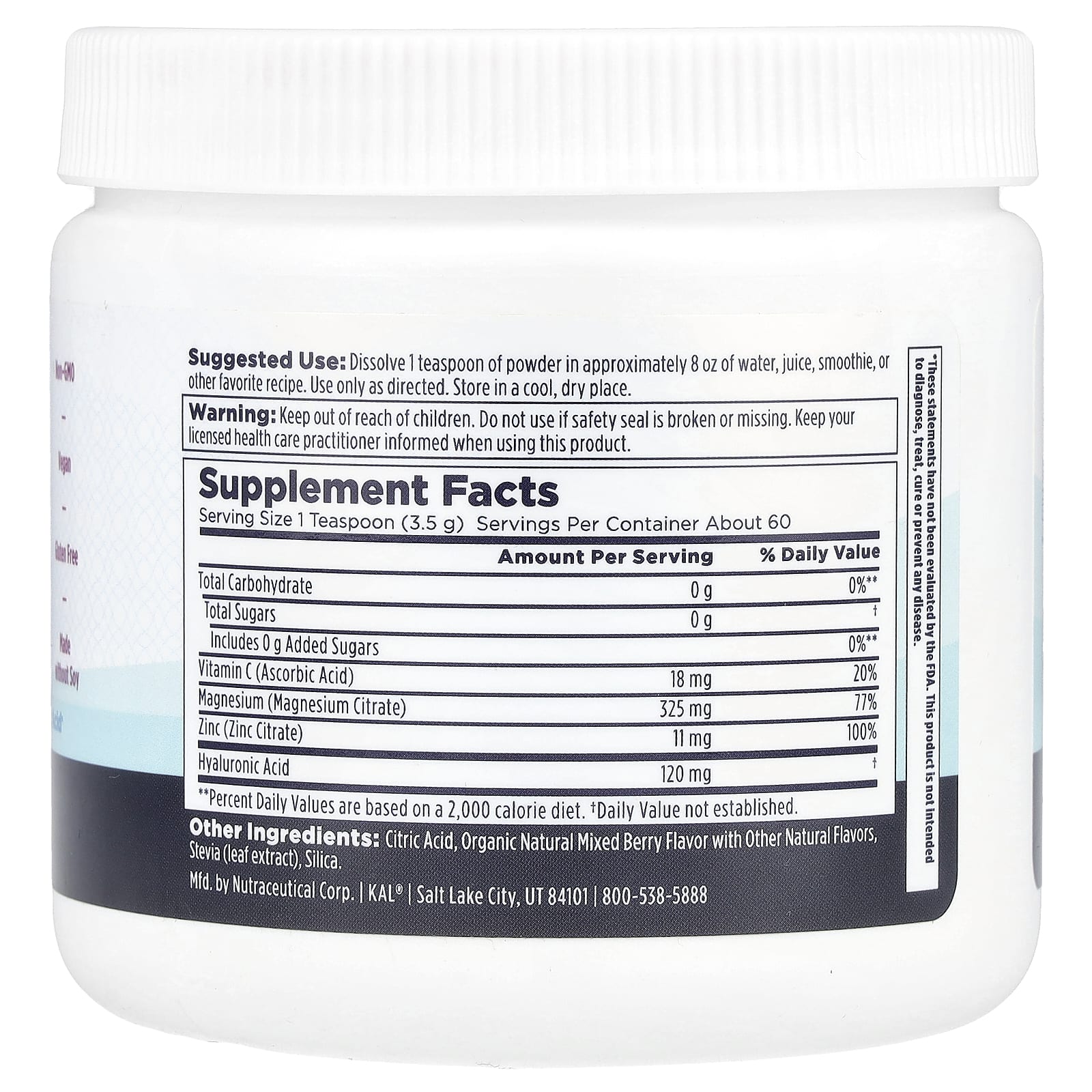 KAL, Radiant Magnesium Powder, Mixed Berry, 7.3 oz (207 g) - Image 2