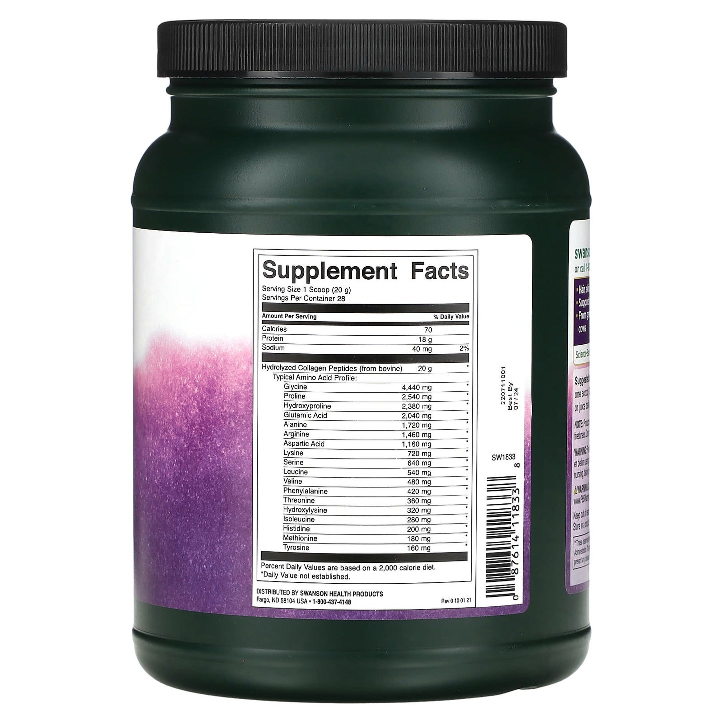 Swanson, Collagen Peptides, Unflavored, 1.2 lb (560 g) - Image 2