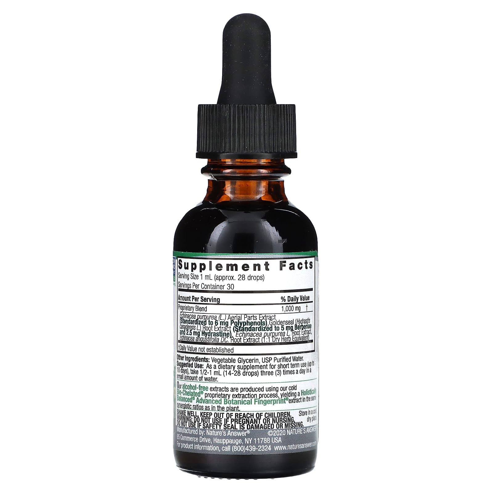 Nature's Answer, Echinacea & Goldenseal,  Alcohol-Free, 1 fl oz (30 ml) - Image 2