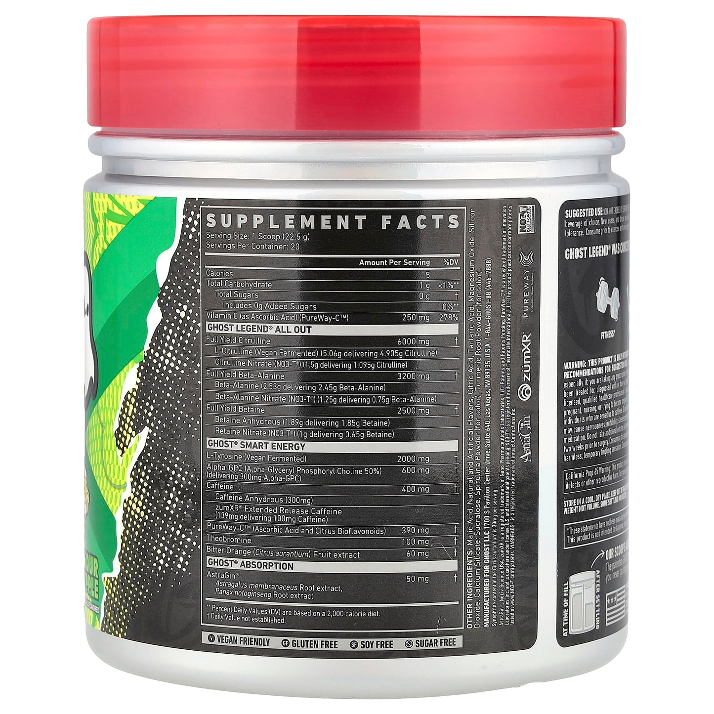 Ghost Legend Pre-Workout - Sour Green Apple, Energy & Endurance - Image 2