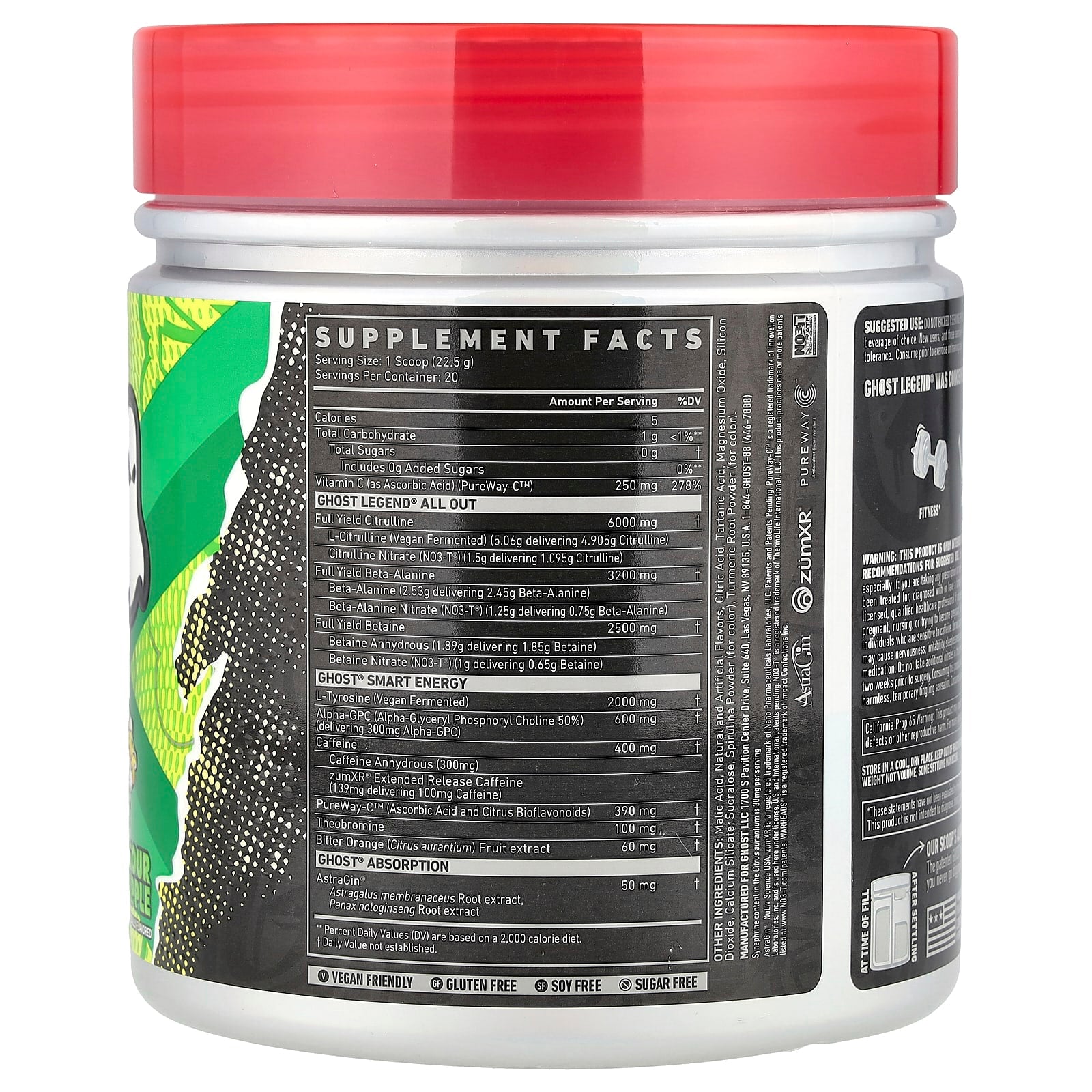 Ghost Legend Pre-Workout - Sour Green Apple, Energy & Endurance - Image 2