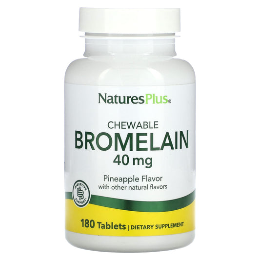 NaturesPlus, Chewable Bromelain, Pineapple, 40 mg, 180 Tablets - Image 1