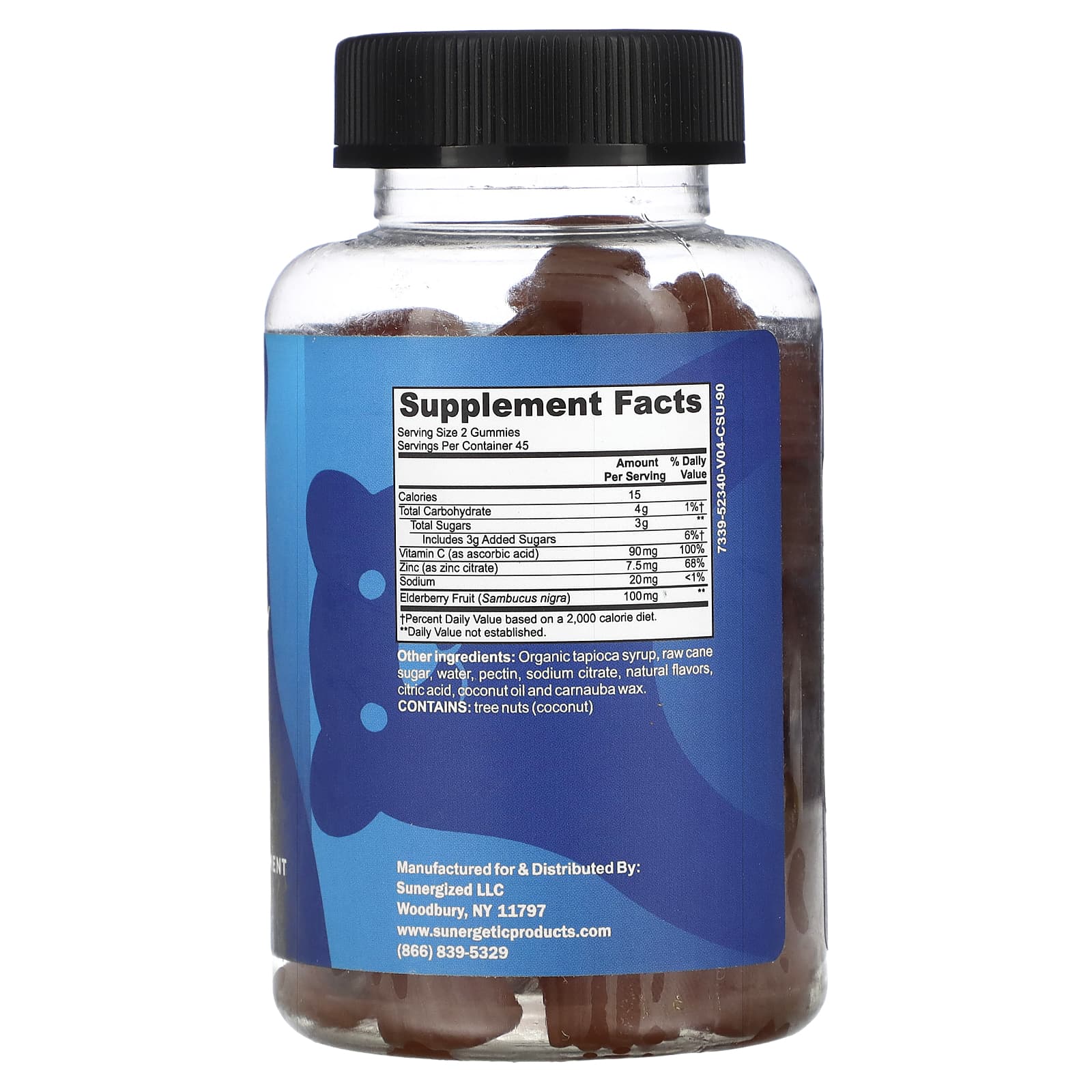 Sunergetic, Elderberry Gummies, With Black Elderberry, Vitamin C & Zinc, Raspberry, 90 Gummies - Image 2
