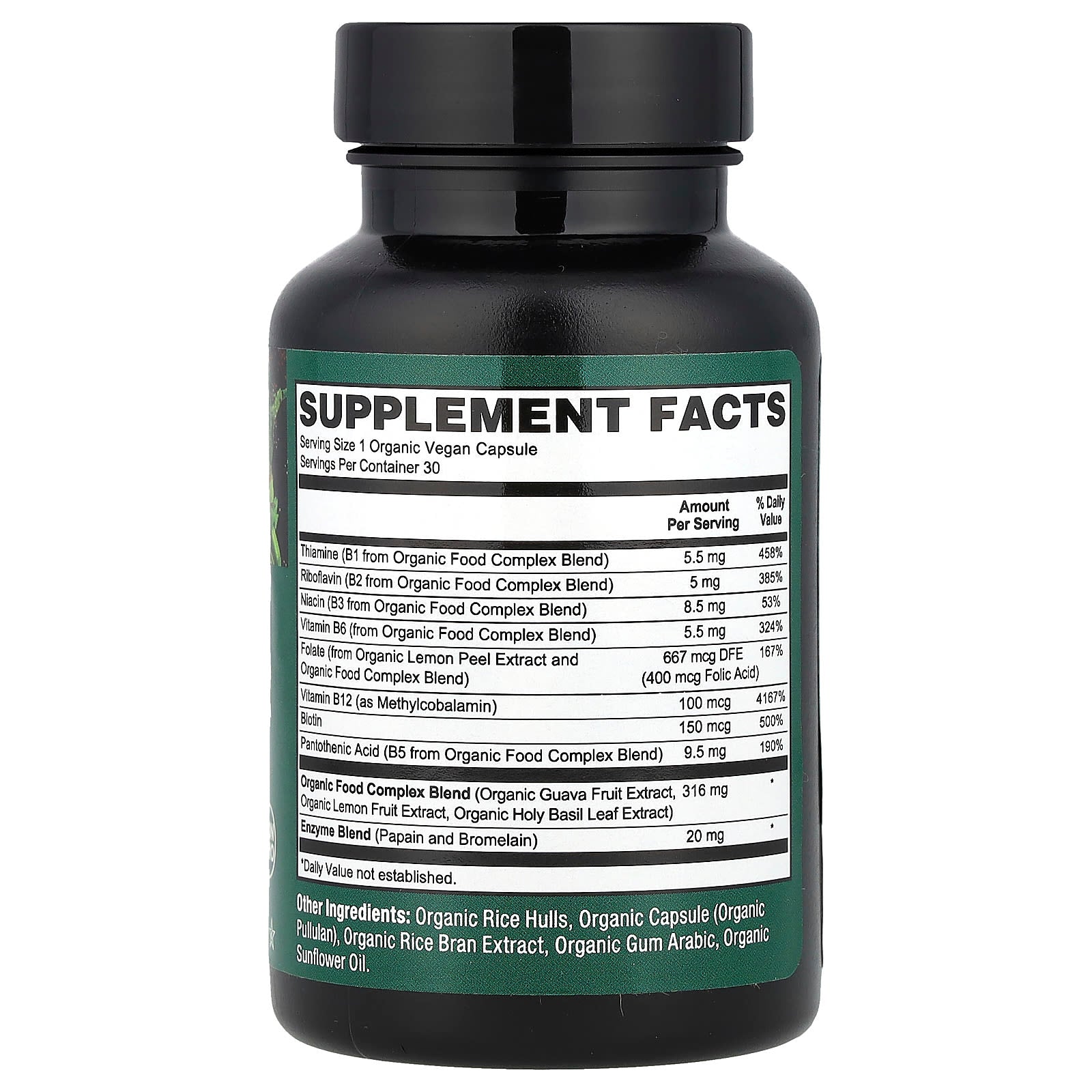 PlantFusion, Organic Vegan B-Complex, 30 Organic VegCaps - Image 2