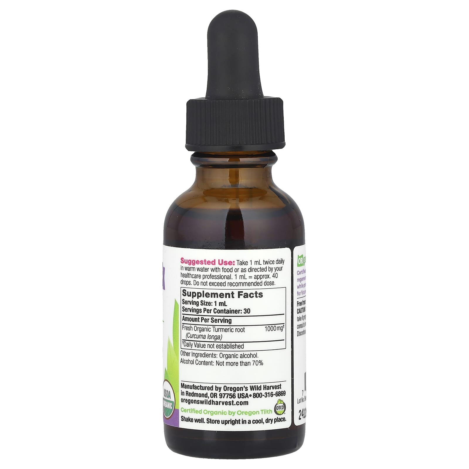 Oregon's Wild Harvest, Organic Turmeric Extract, 1 fl oz (30 ml) (1,000 mg per Serving) - Image 2
