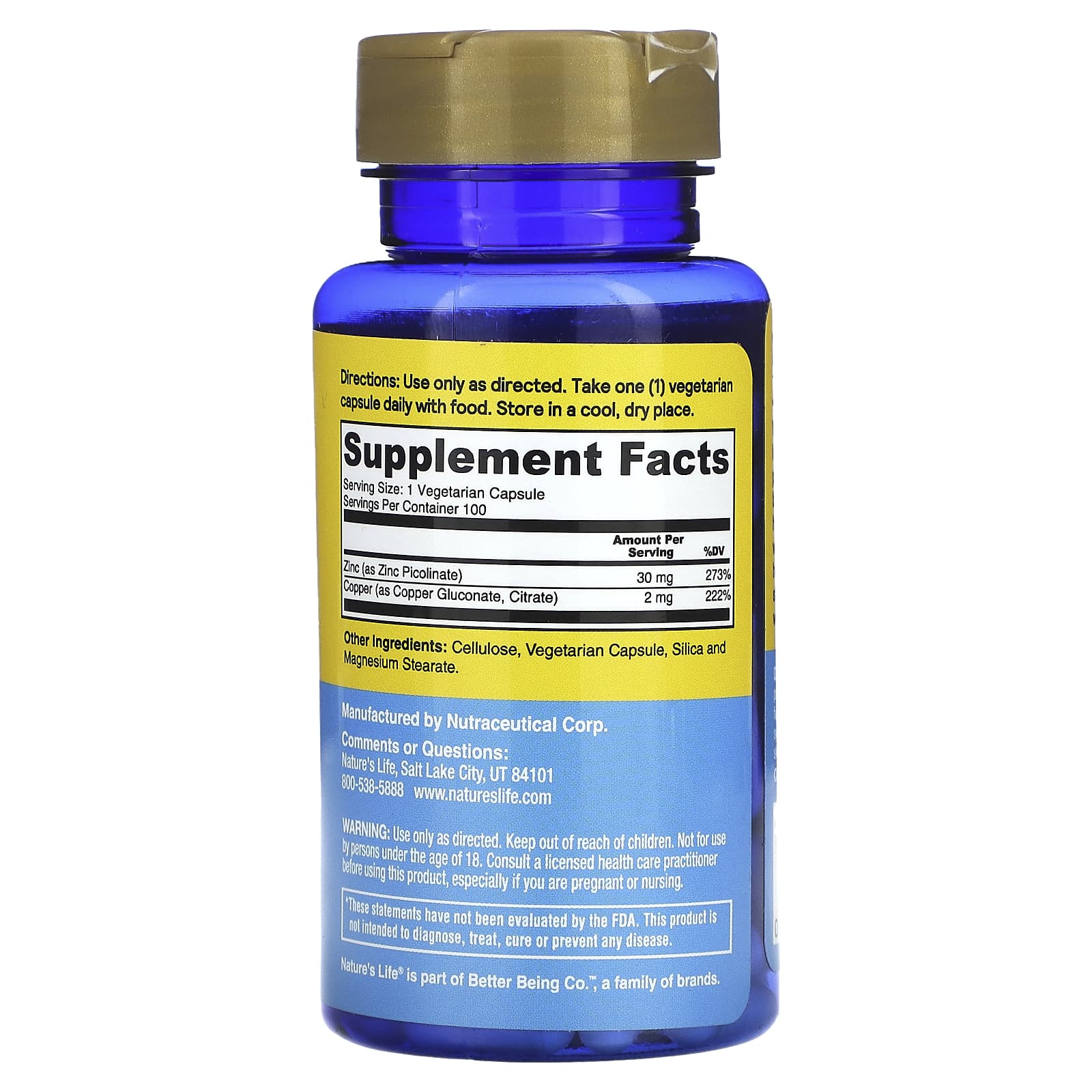 Nature's Life, Zinc , 30 mg, 100 Capsules - Image 2