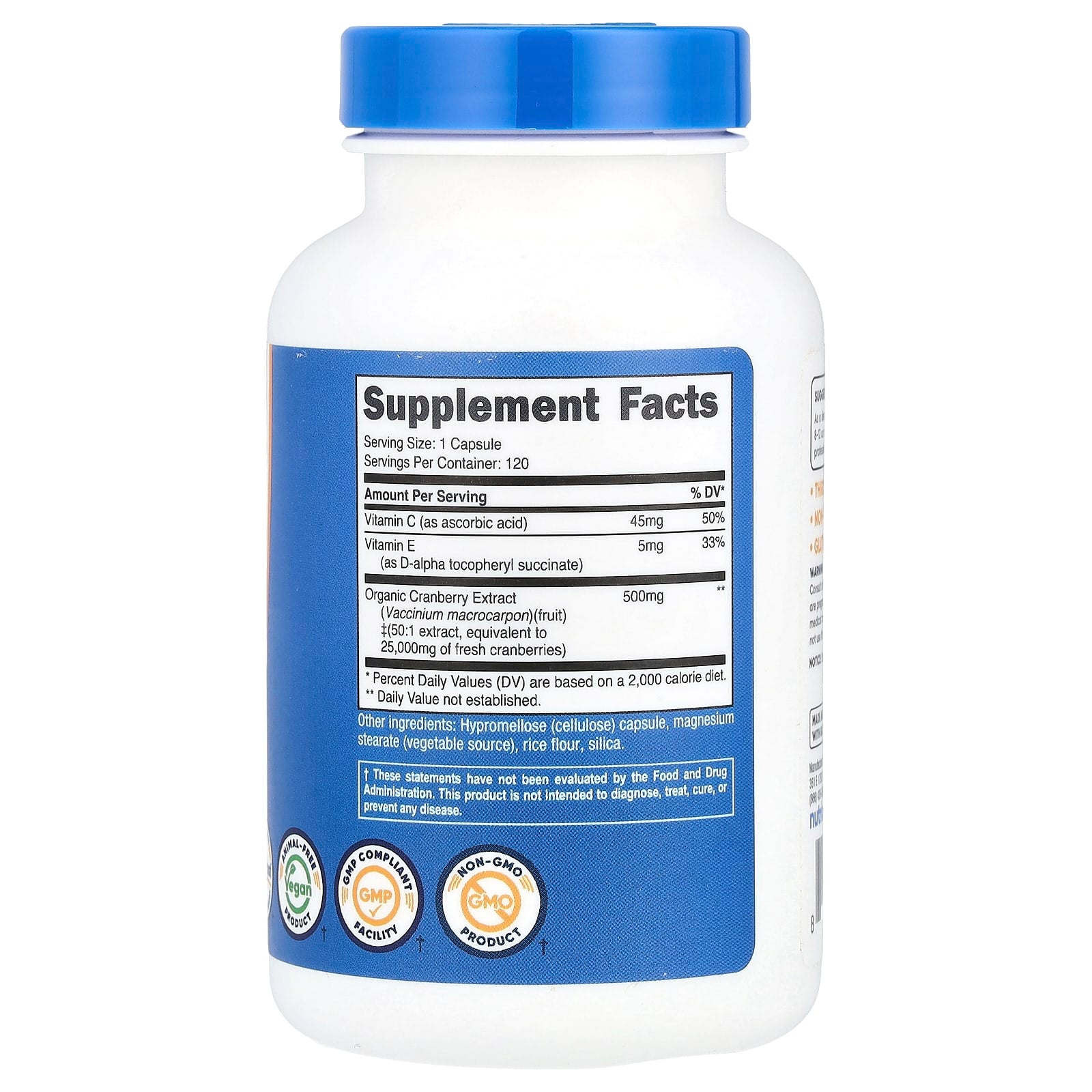 Nutricost, Cranberry with Vitamins C & E, 120 Capsules - Image 2