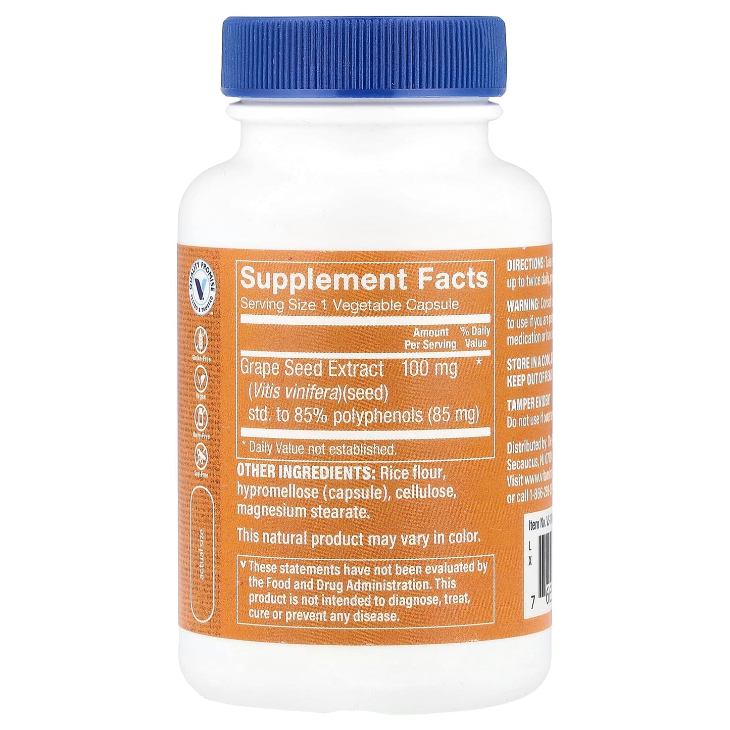The Vitamin Shoppe, Grape Seed Extract, 100 mg, 120 Vegetable Capsules - Image 2