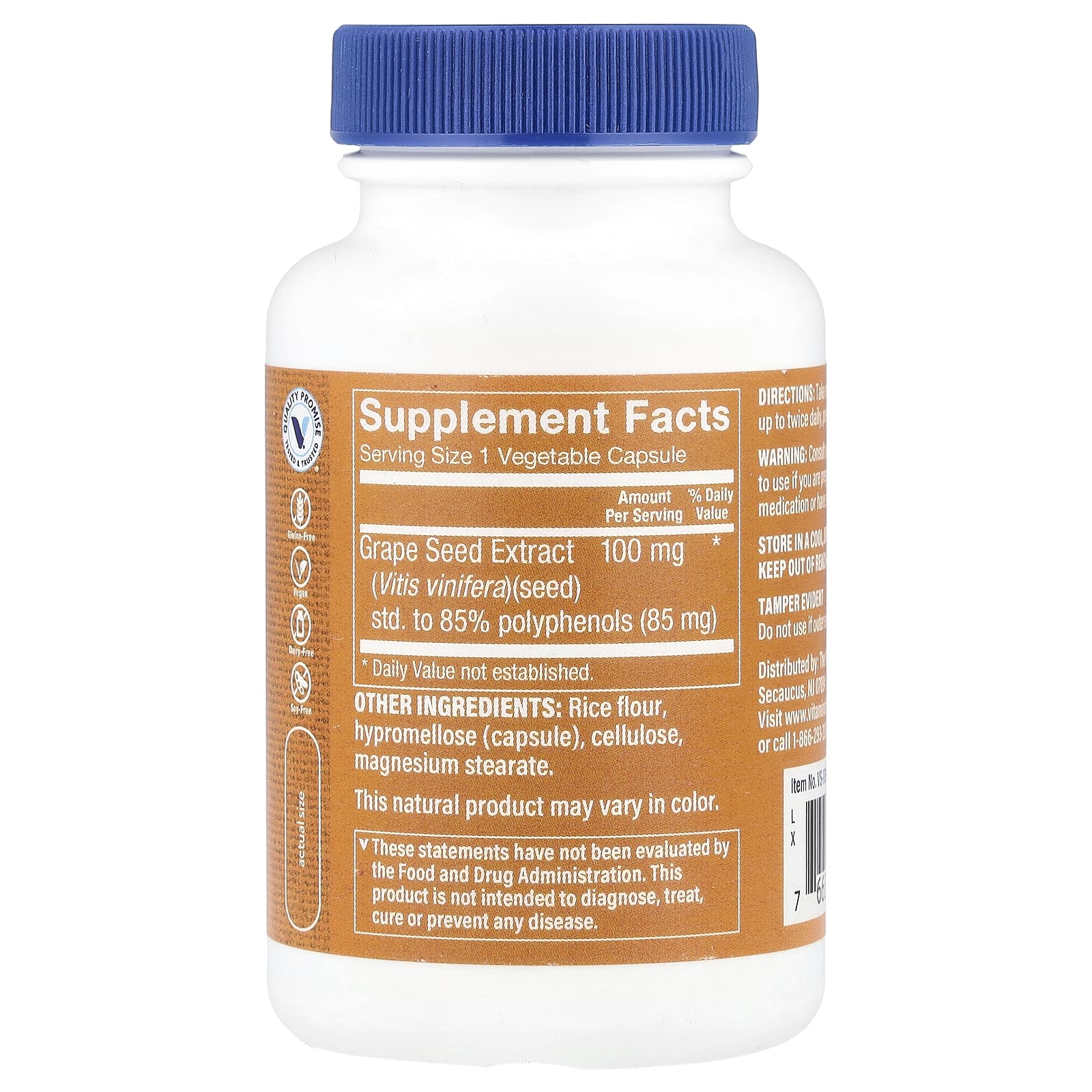 The Vitamin Shoppe, Grape Seed Extract, 100 mg, 120 Vegetable Capsules - Image 2