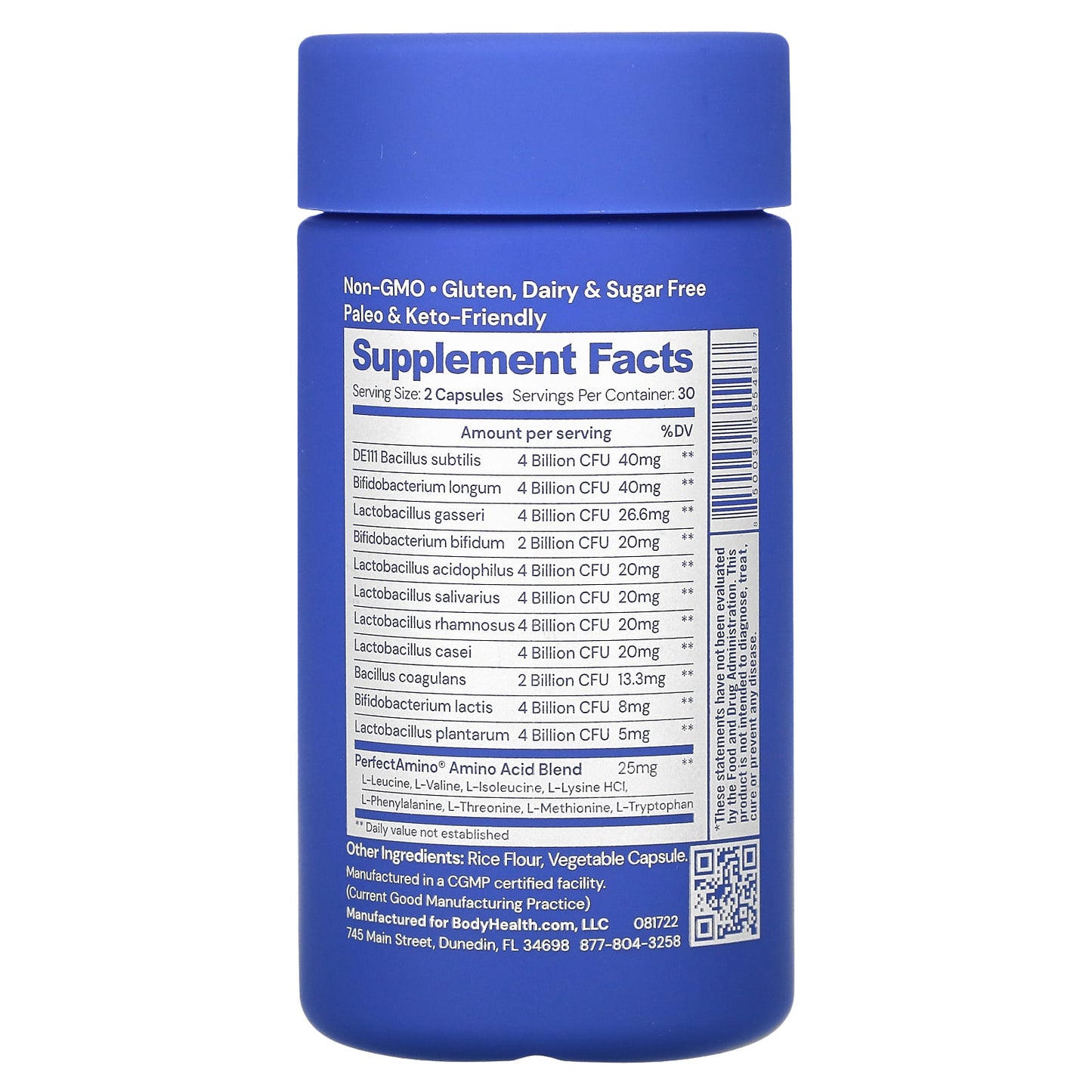 BodyHealth Probiotic Supplement with Perfect Amino - 60 Capsules - Image 2