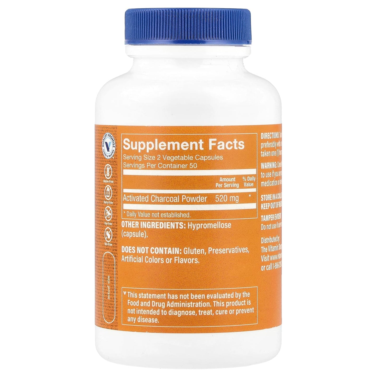 The Vitamin Shoppe, Activated Charcoal, 100 Vegetable Capsules (260 mg per Capsule) - Image 2