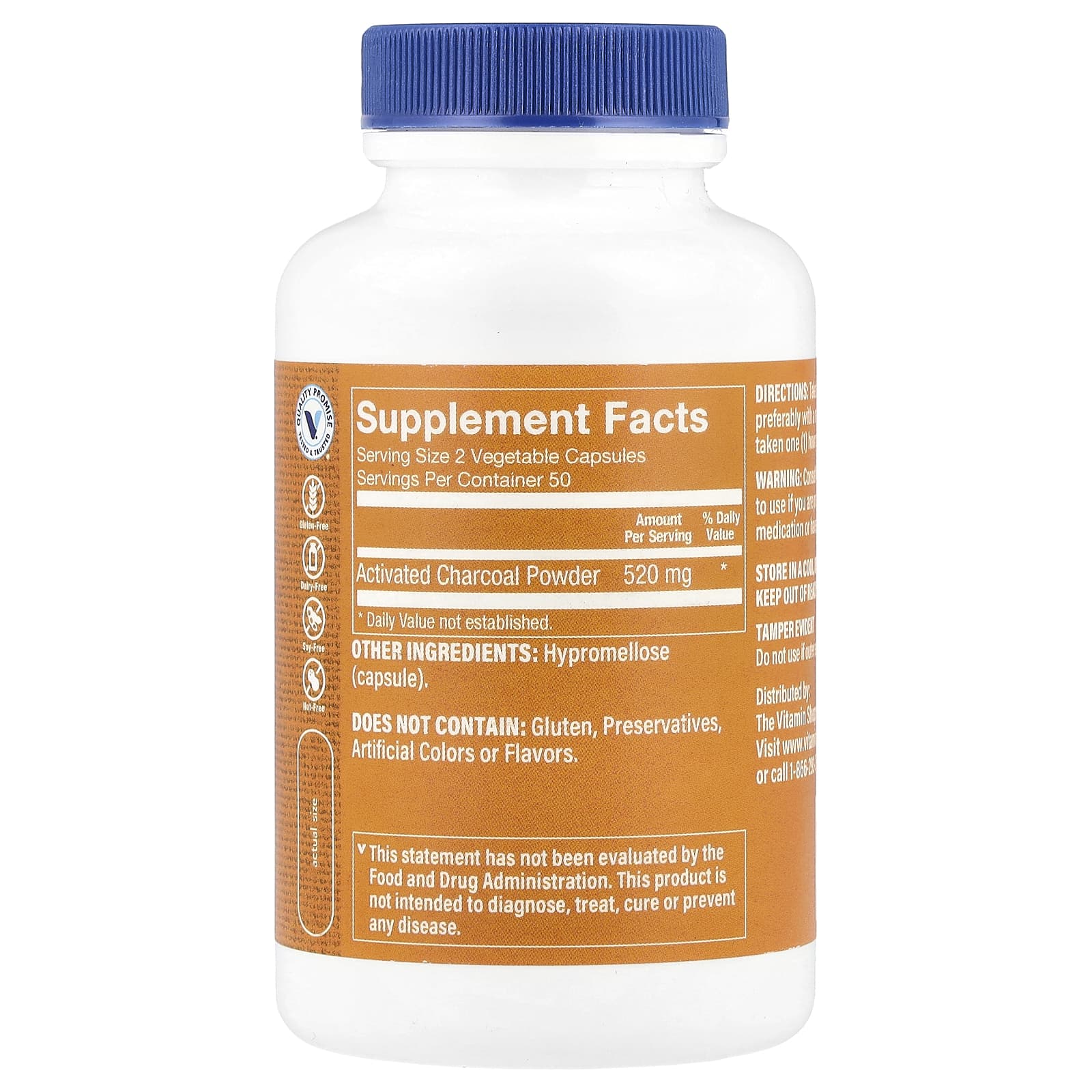 The Vitamin Shoppe, Activated Charcoal, 100 Vegetable Capsules (260 mg per Capsule) - Image 2