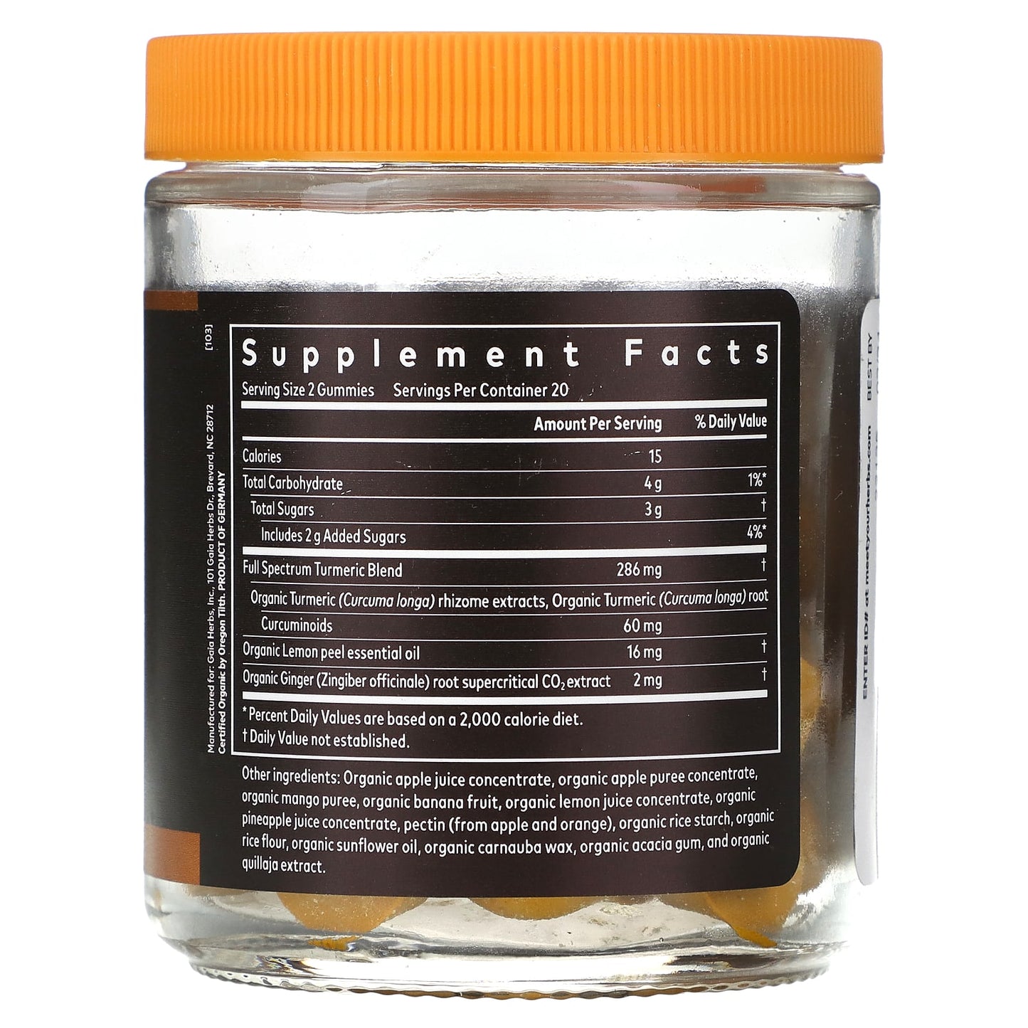 Turmeric Supreme Daily Gummies by Gaia Herbs - USDA Organic, 60mg Curcuminoids - Image 2